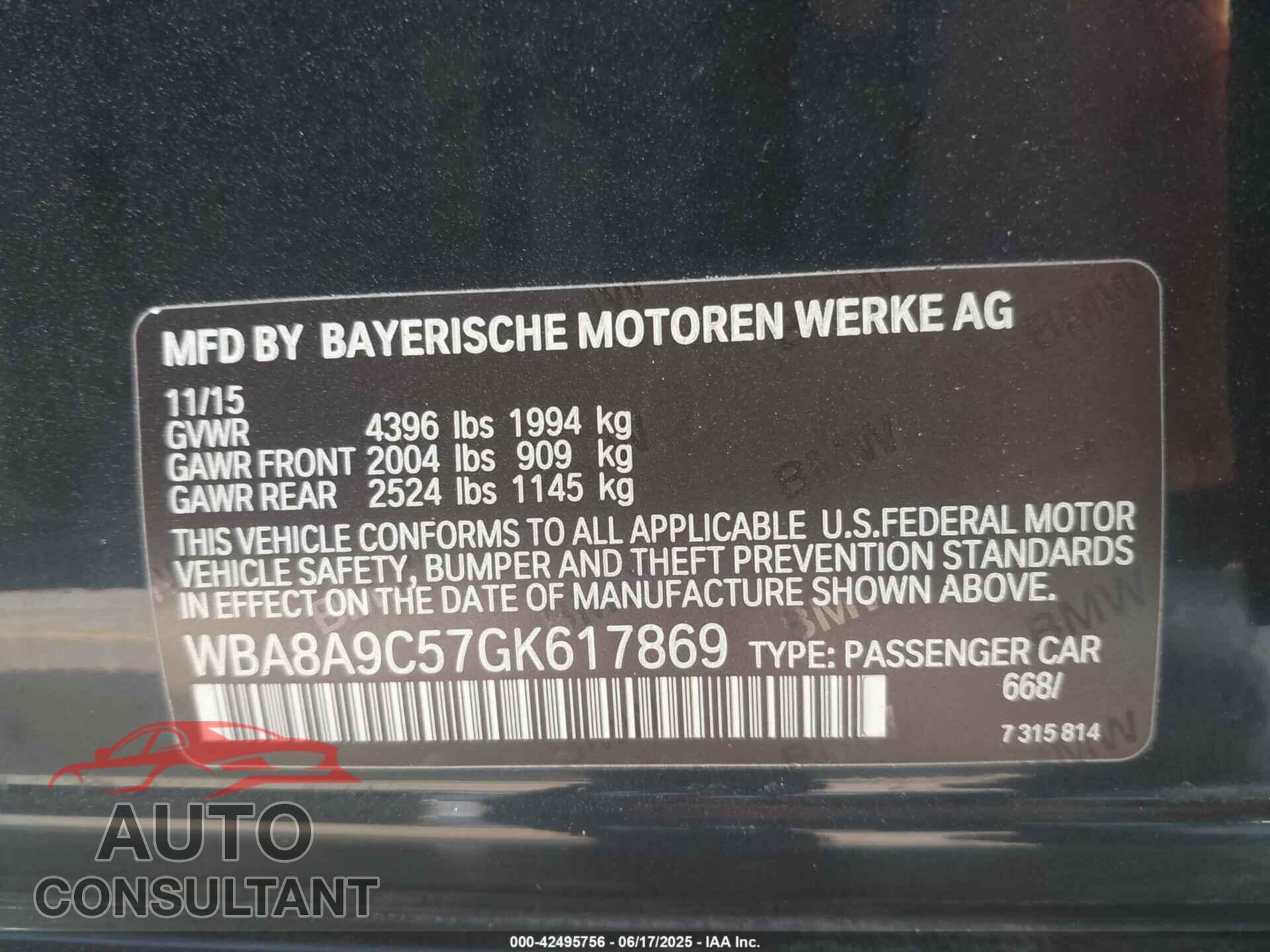 BMW 320I 2016 - WBA8A9C57GK617869