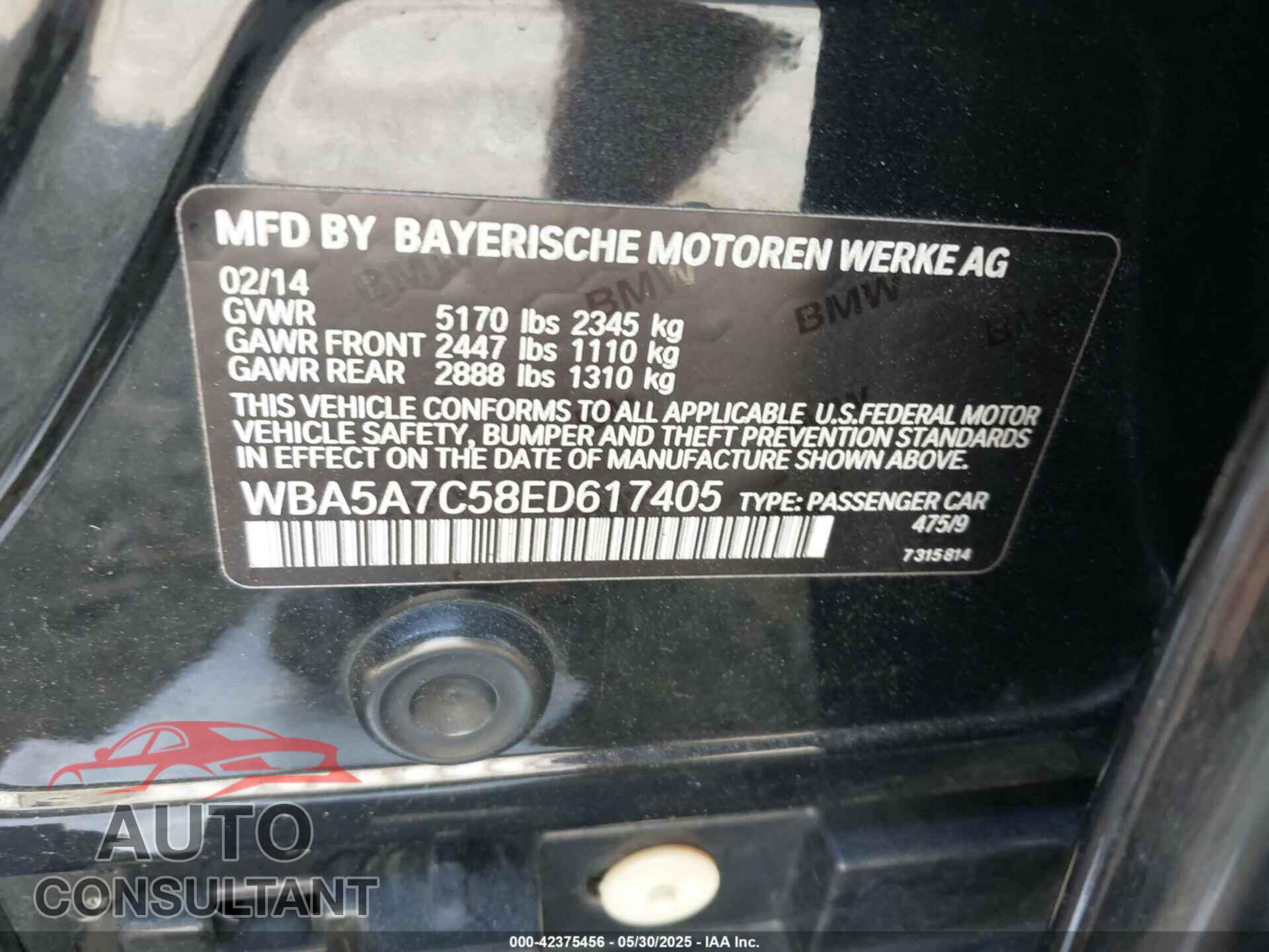 BMW 528I 2014 - WBA5A7C58ED617405