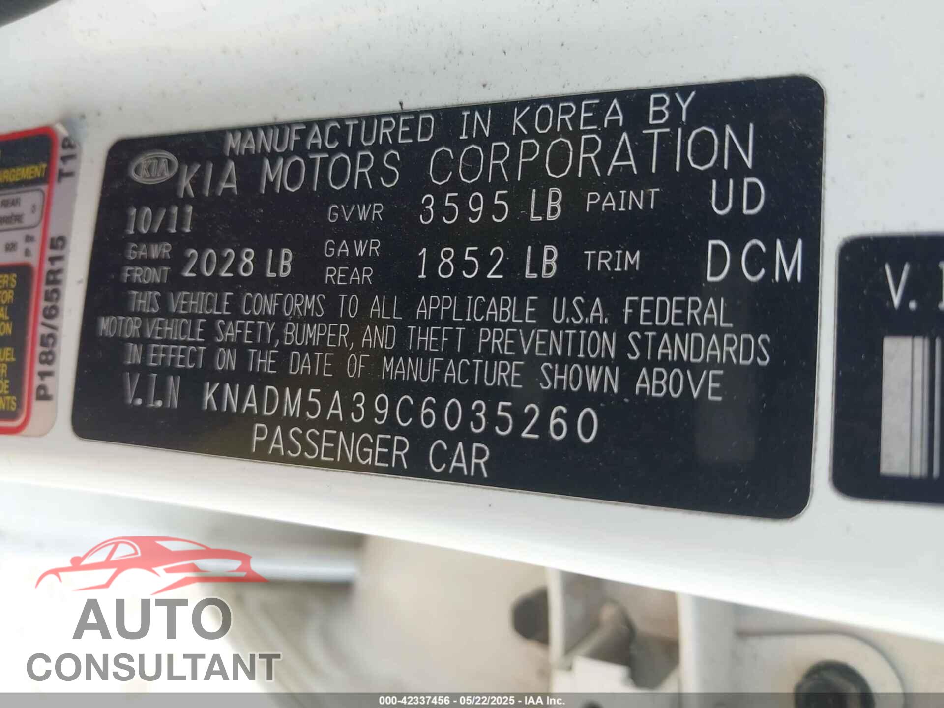 KIA RIO5 2012 - KNADM5A39C6035260