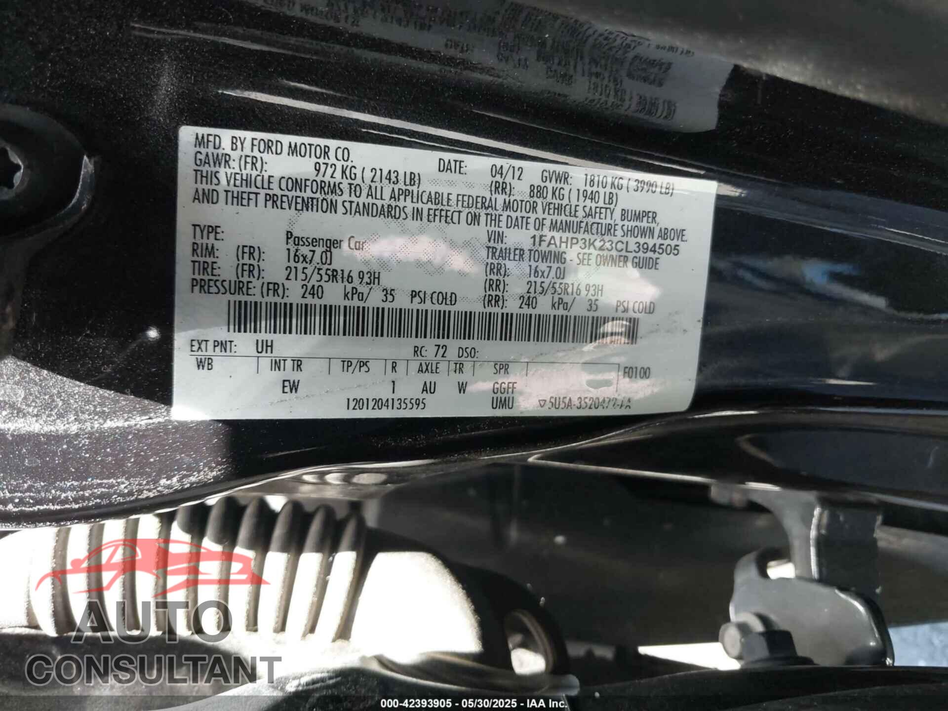 FORD FOCUS 2012 - 1FAHP3K23CL394505