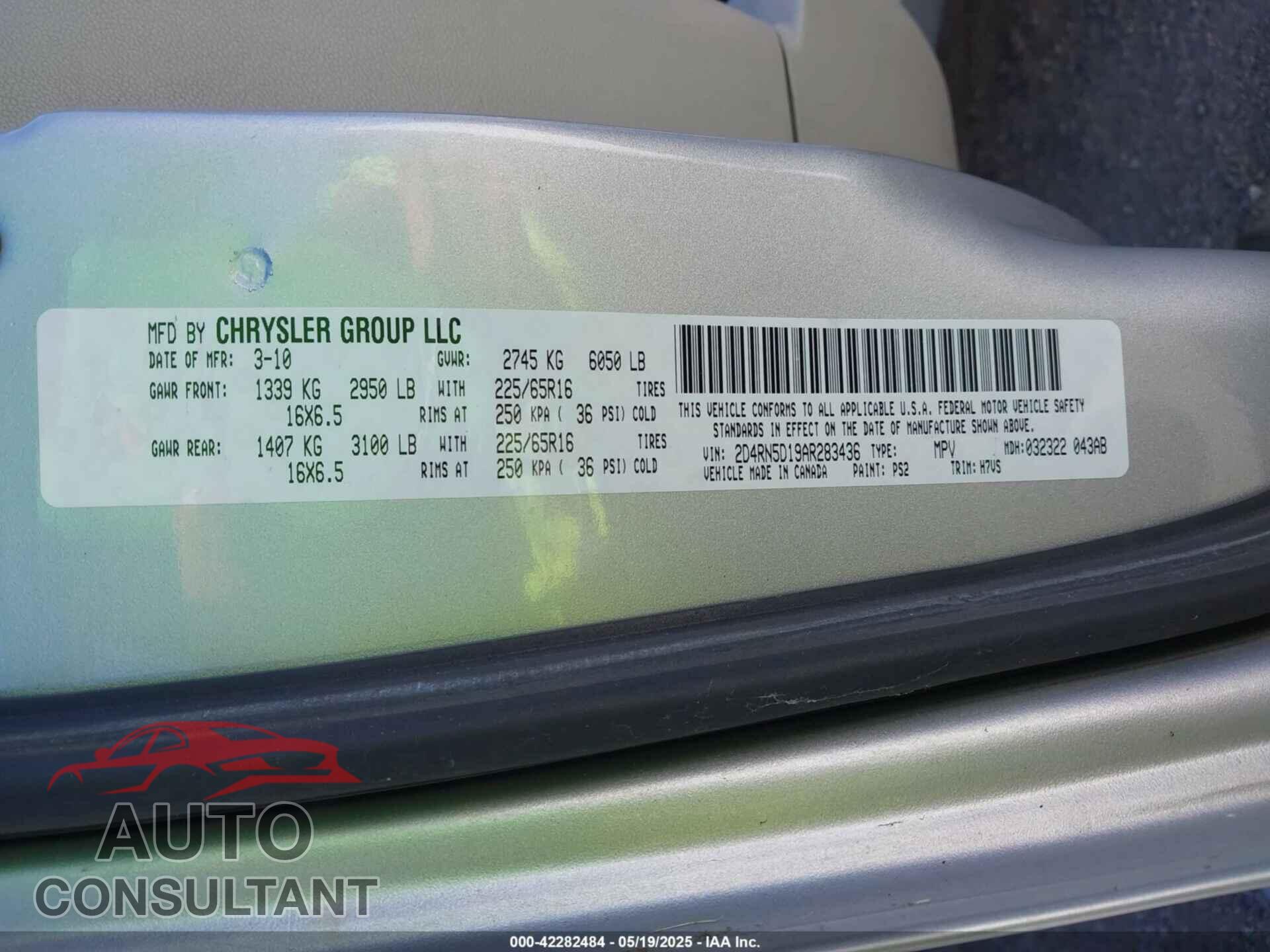 DODGE GRAND CARAVAN 2010 - 2D4RN5D19AR283436