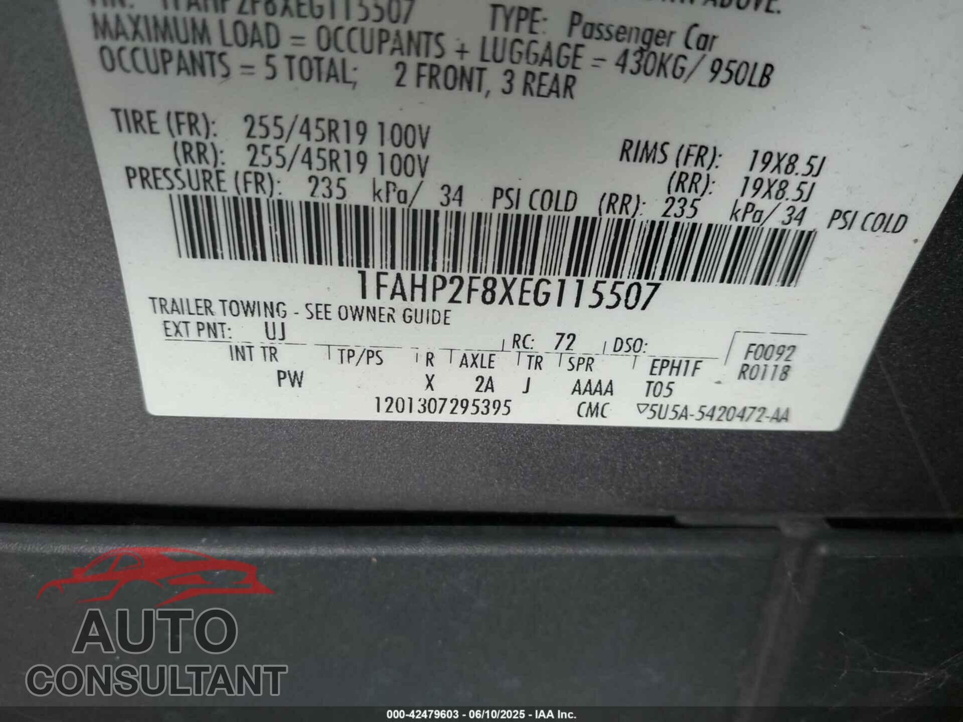 FORD TAURUS 2014 - 1FAHP2F8XEG115507