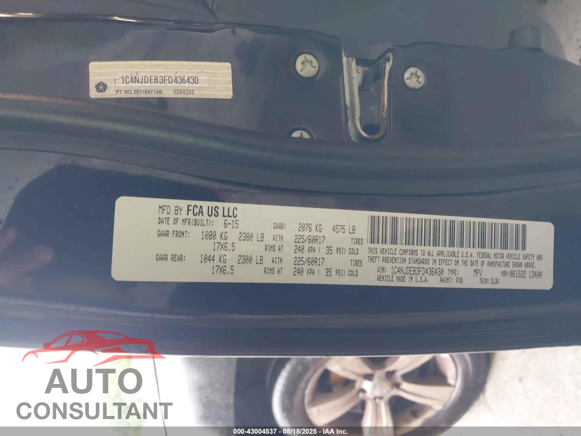 JEEP COMPASS 2015 - 1C4NJDEB3FD436430