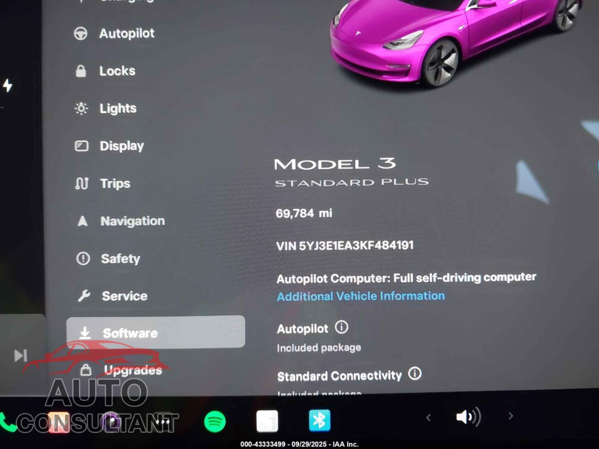 TESLA MODEL 3 2019 - 5YJ3E1EA3KF484191