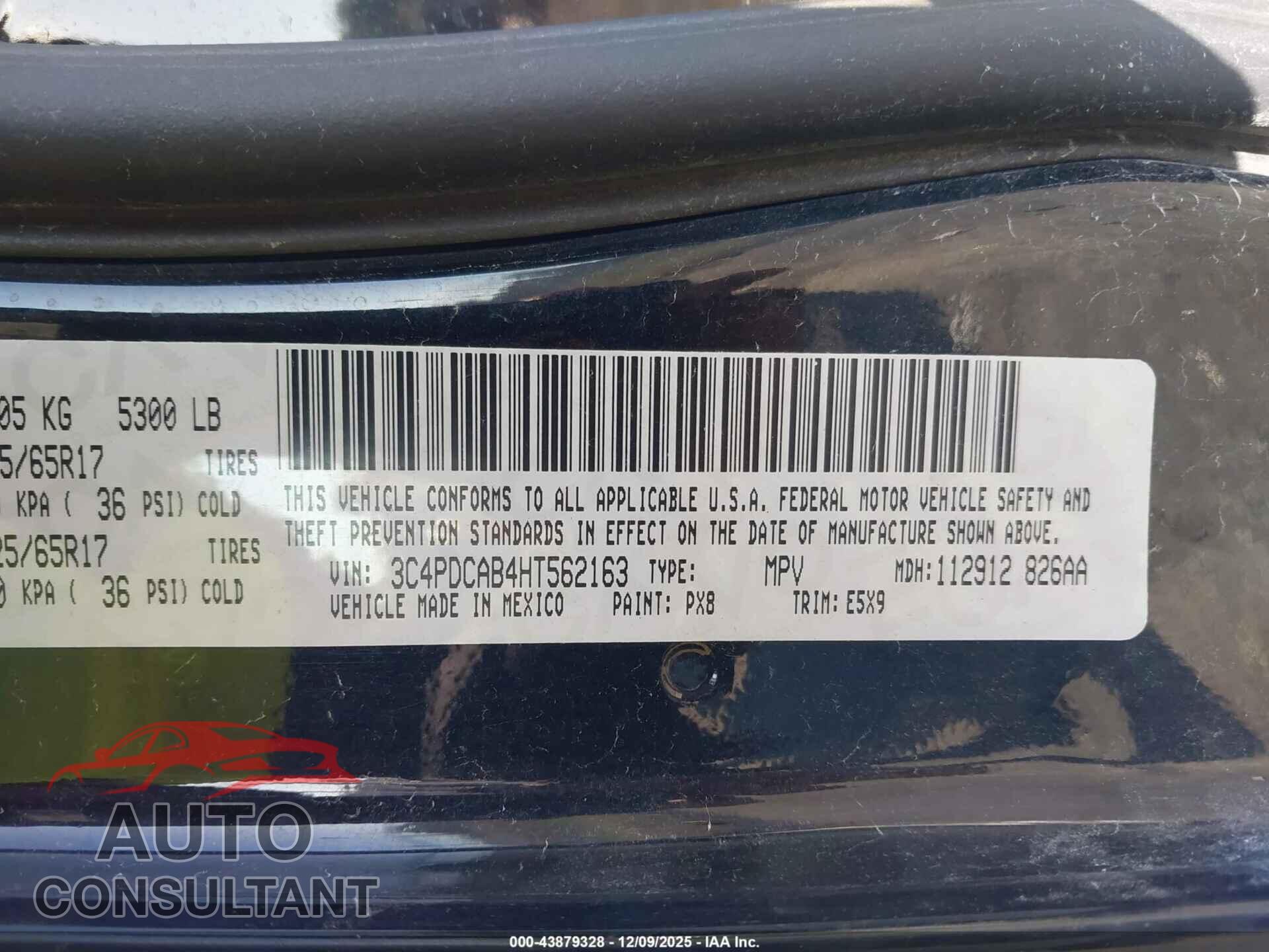 DODGE JOURNEY 2017 - 3C4PDCAB4HT562163
