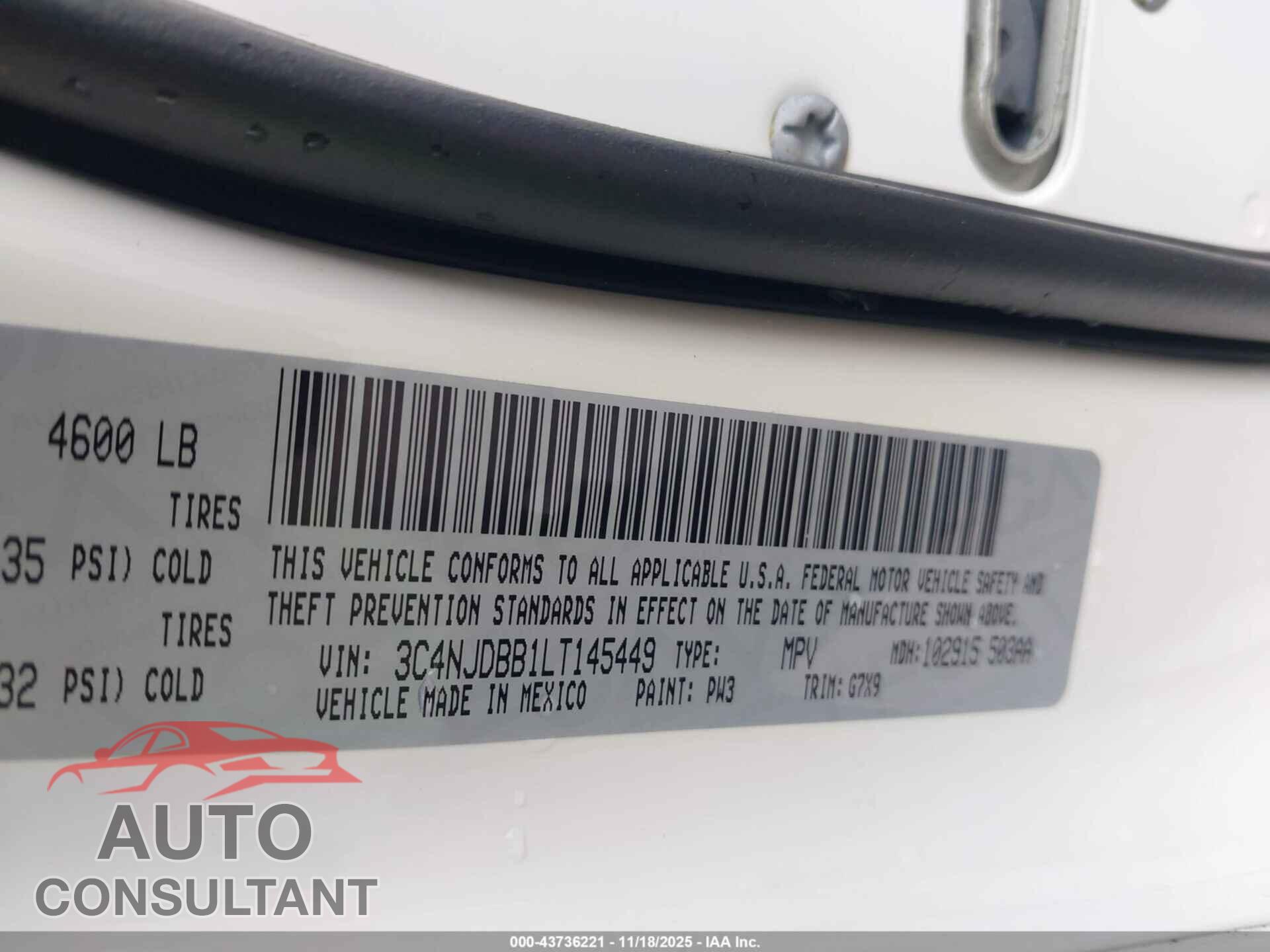 JEEP COMPASS 2020 - 3C4NJDBB1LT145449
