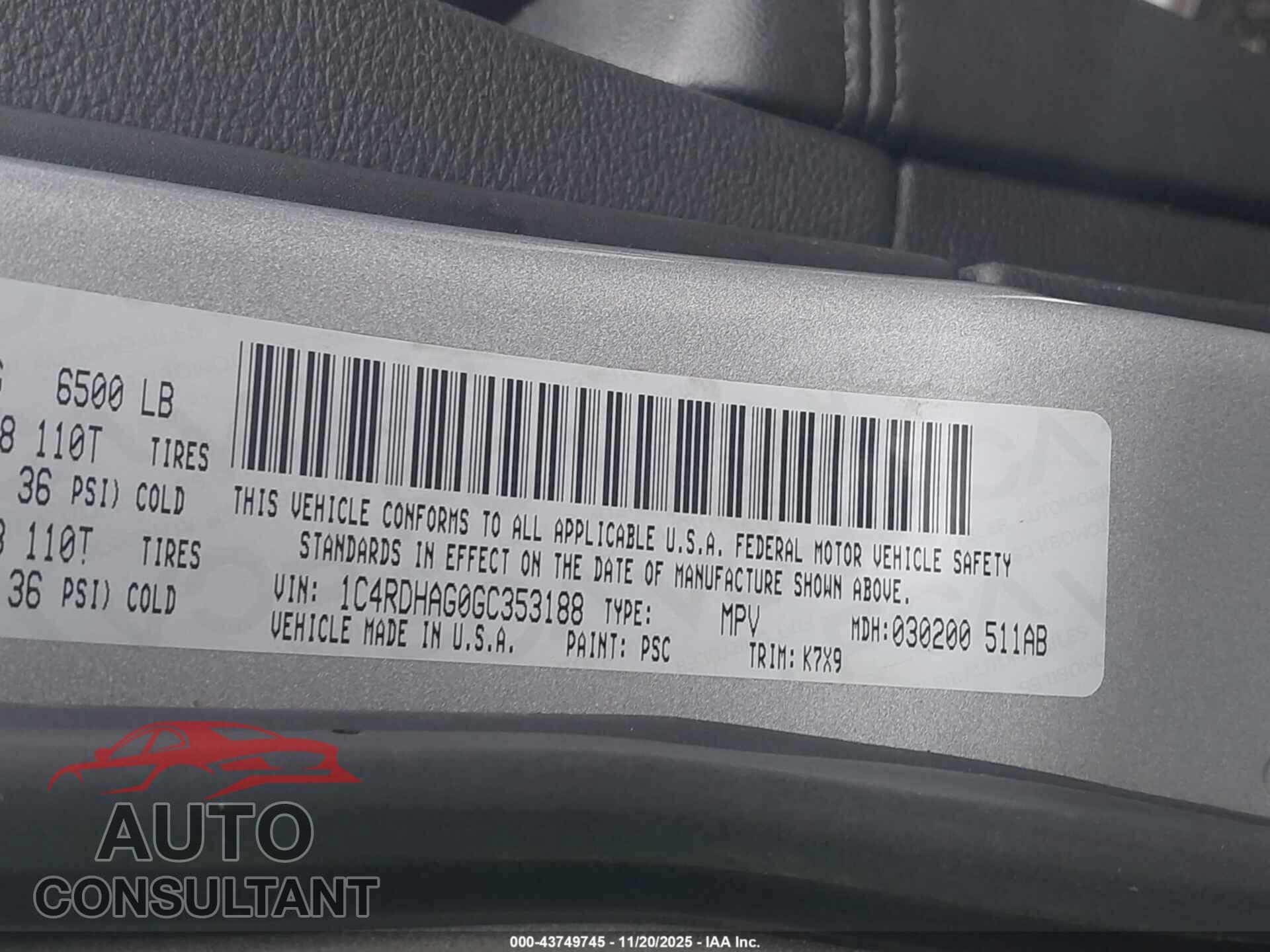 DODGE DURANGO 2016 - 1C4RDHAG0GC353188
