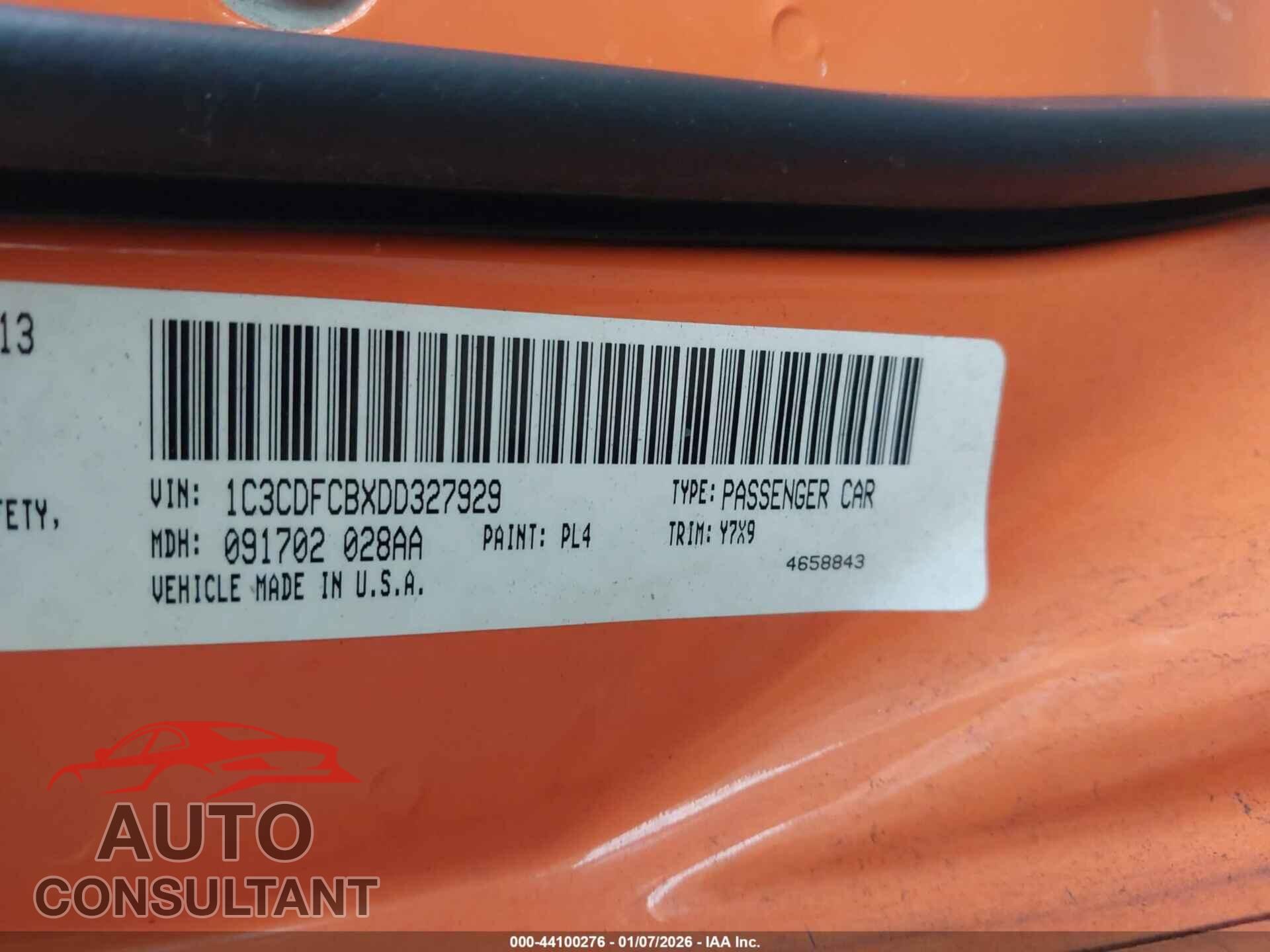 DODGE DART 2013 - 1C3CDFCBXDD327929