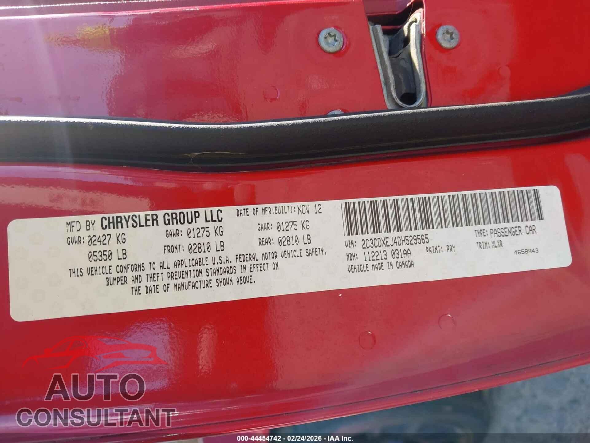 DODGE CHARGER 2013 - 2C3CDXEJ4DH529565