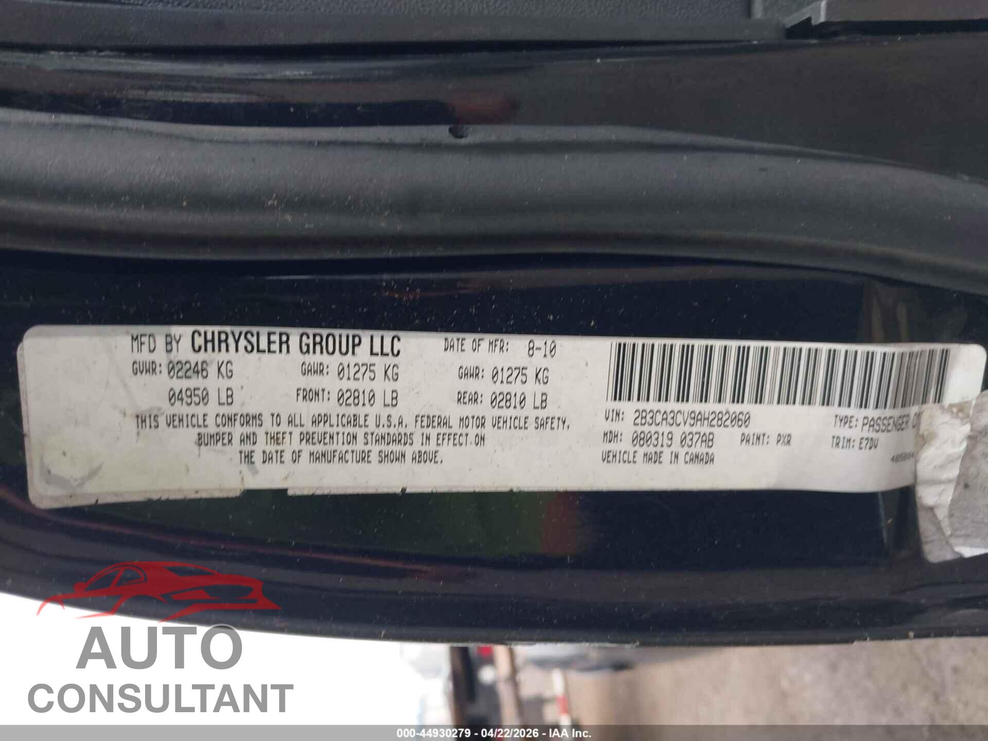 DODGE CHARGER 2010 - 2B3CA3CV9AH282060