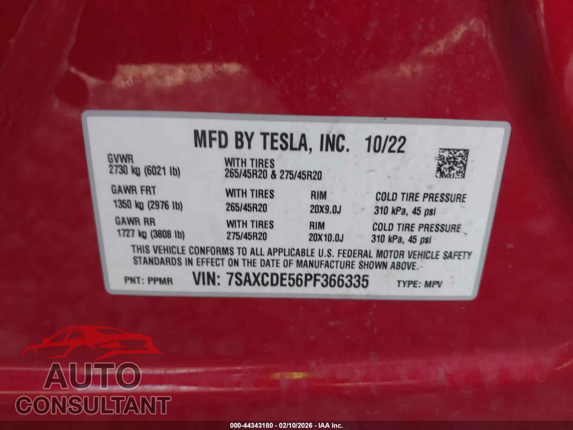 TESLA MODEL X 2023 - 7SAXCDE56PF366335