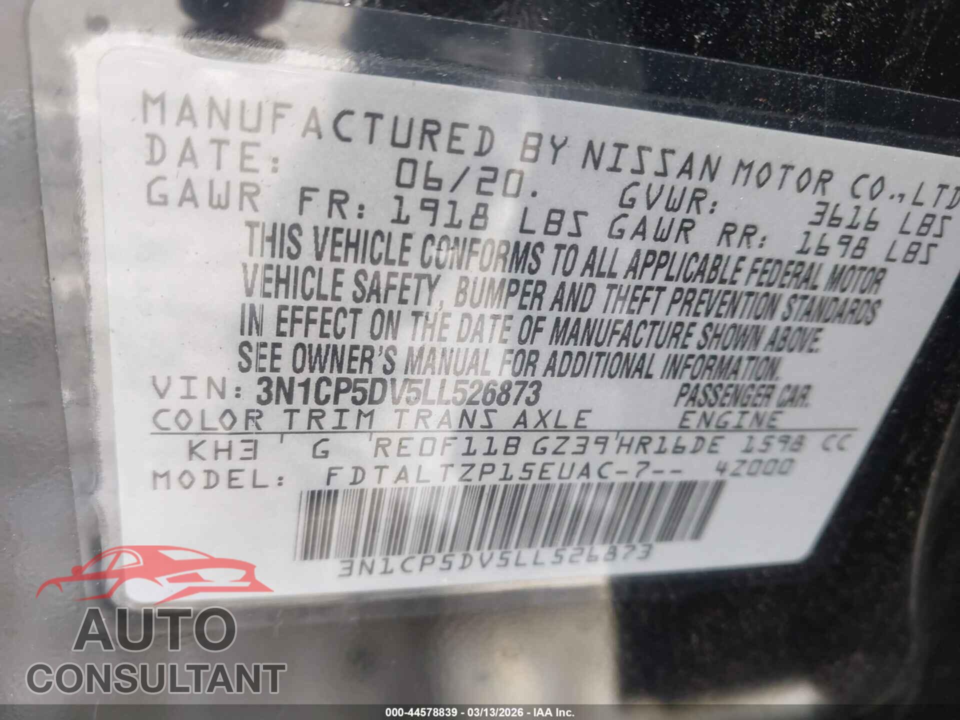 NISSAN KICKS 2020 - 3N1CP5DV5LL526873
