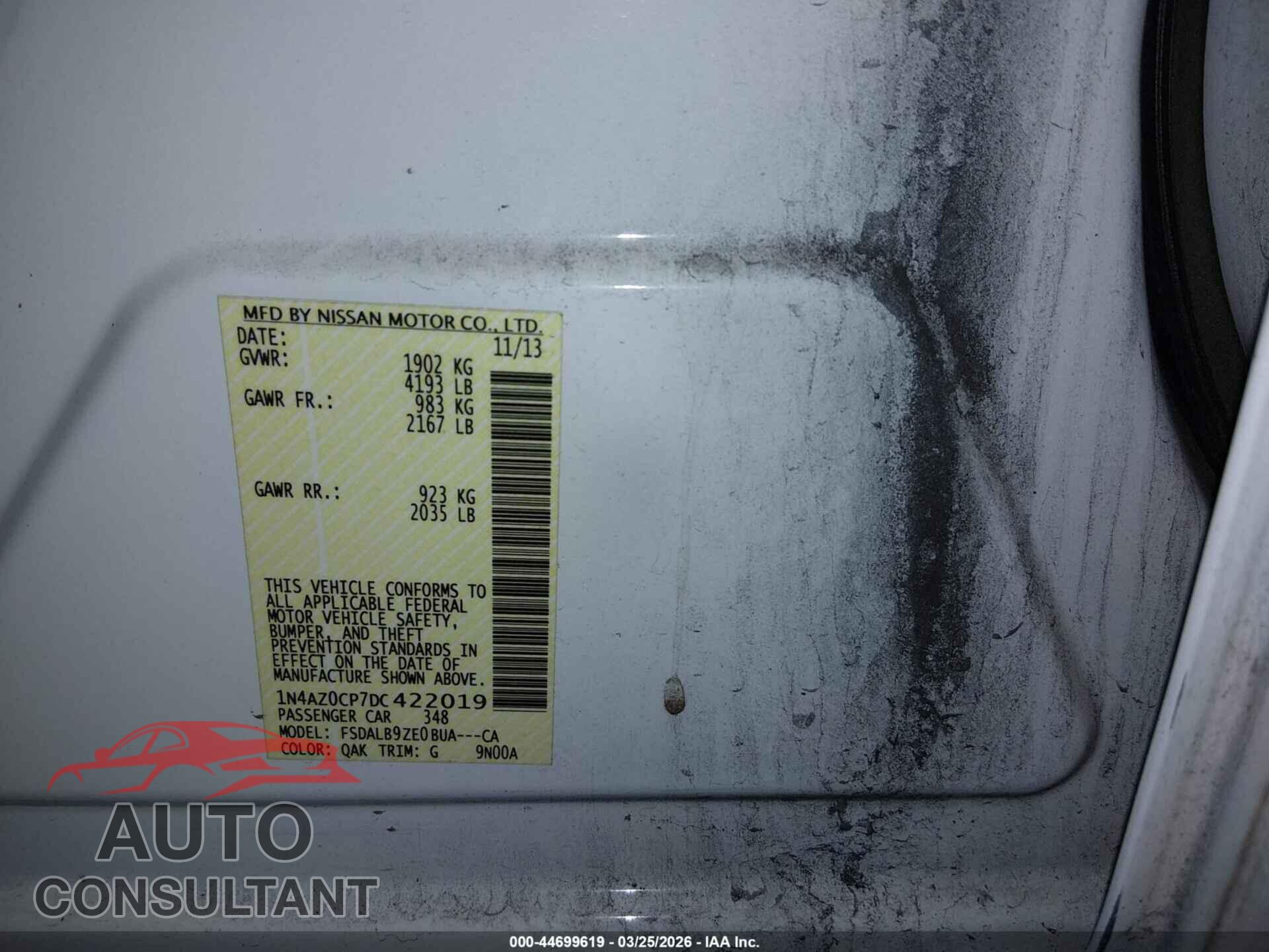 NISSAN LEAF 2013 - 1N4AZ0CP7DC422019