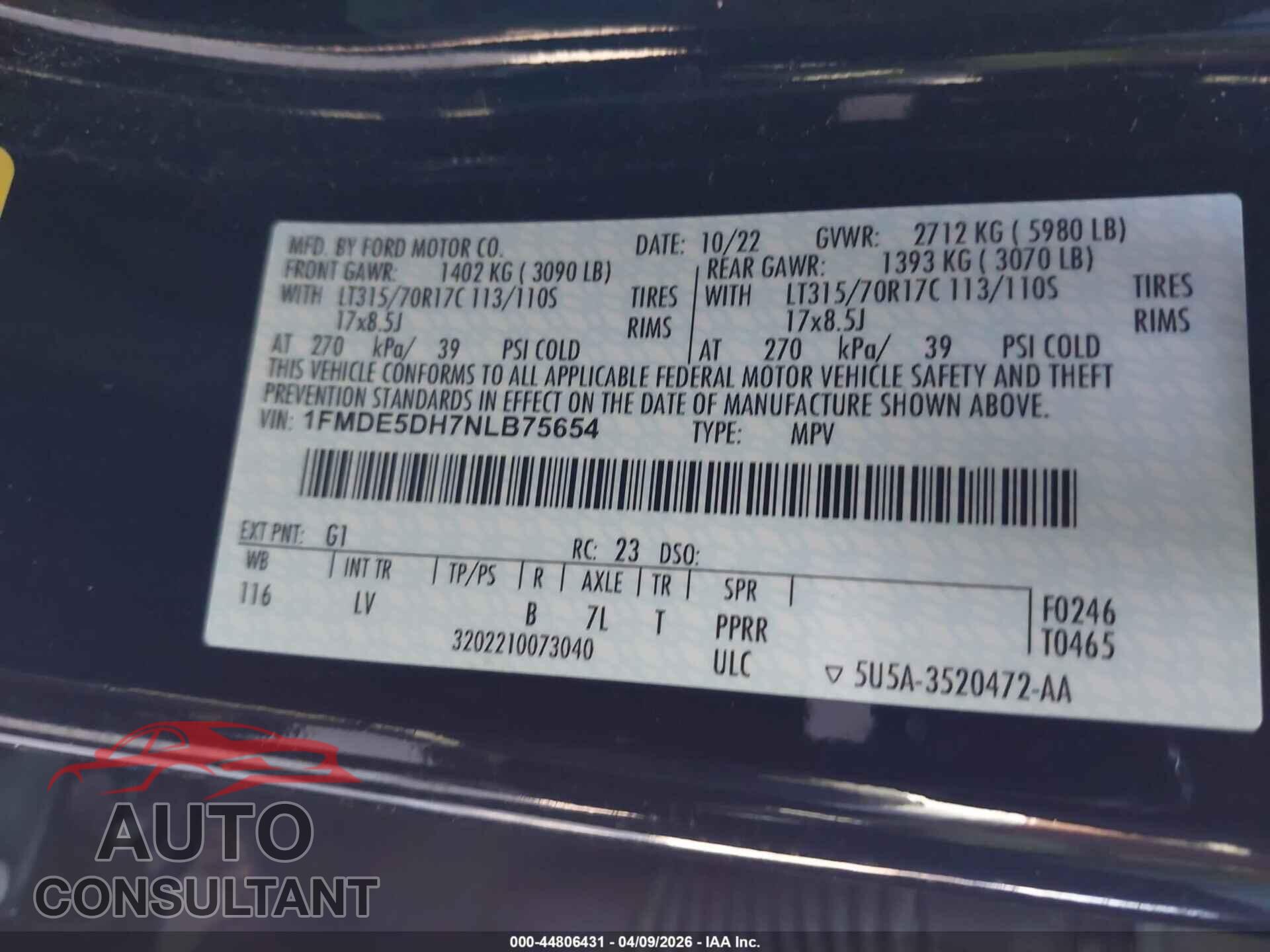 FORD BRONCO 2022 - 1FMDE5DH7NLB75654