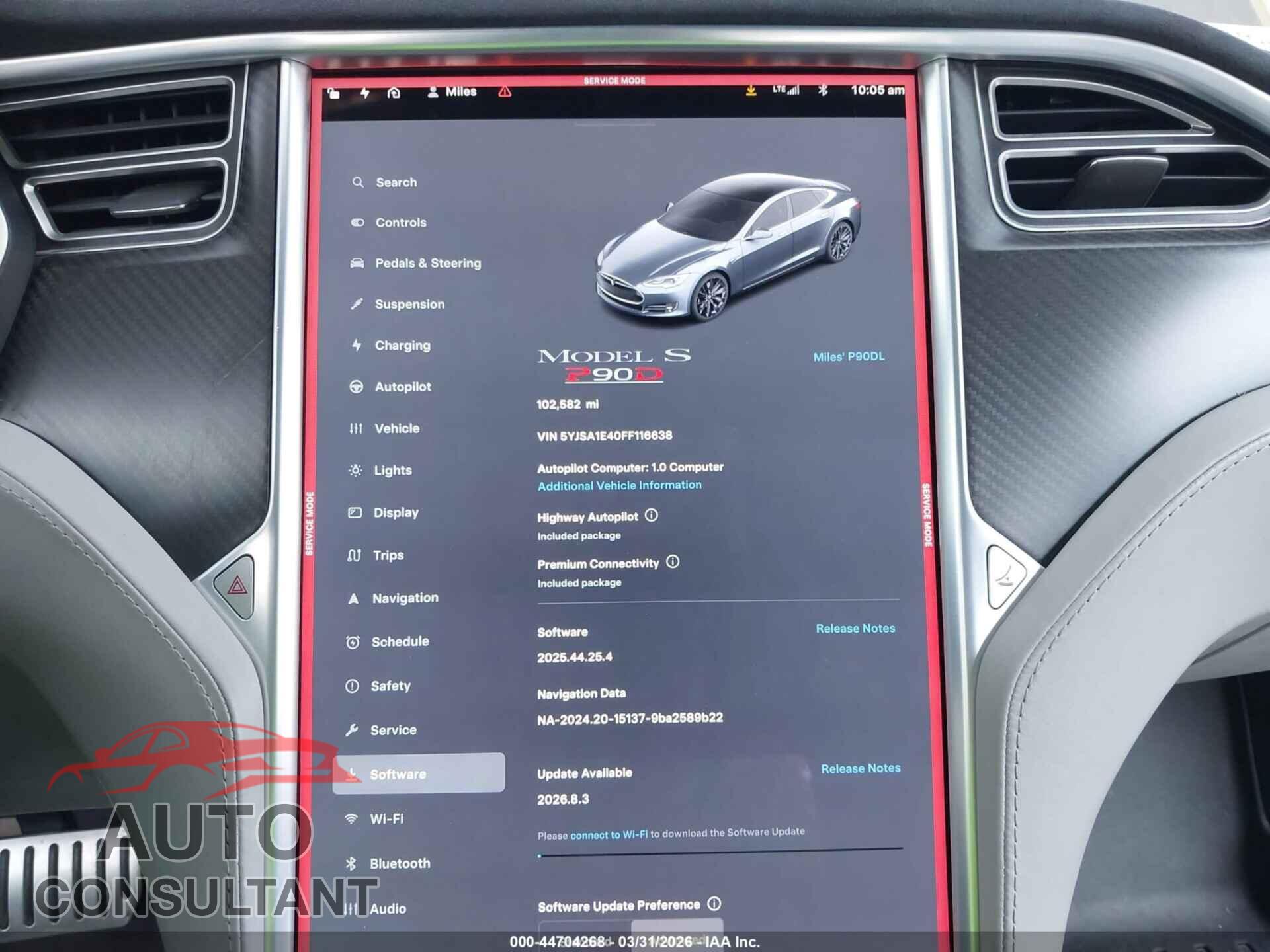 TESLA MODEL S 2015 - 5YJSA1E40FF116638