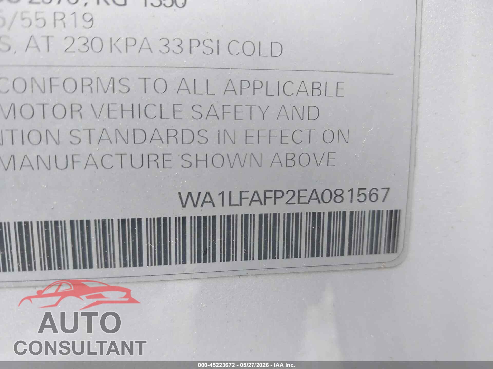 AUDI Q5 2014 - WA1LFAFP2EA081567