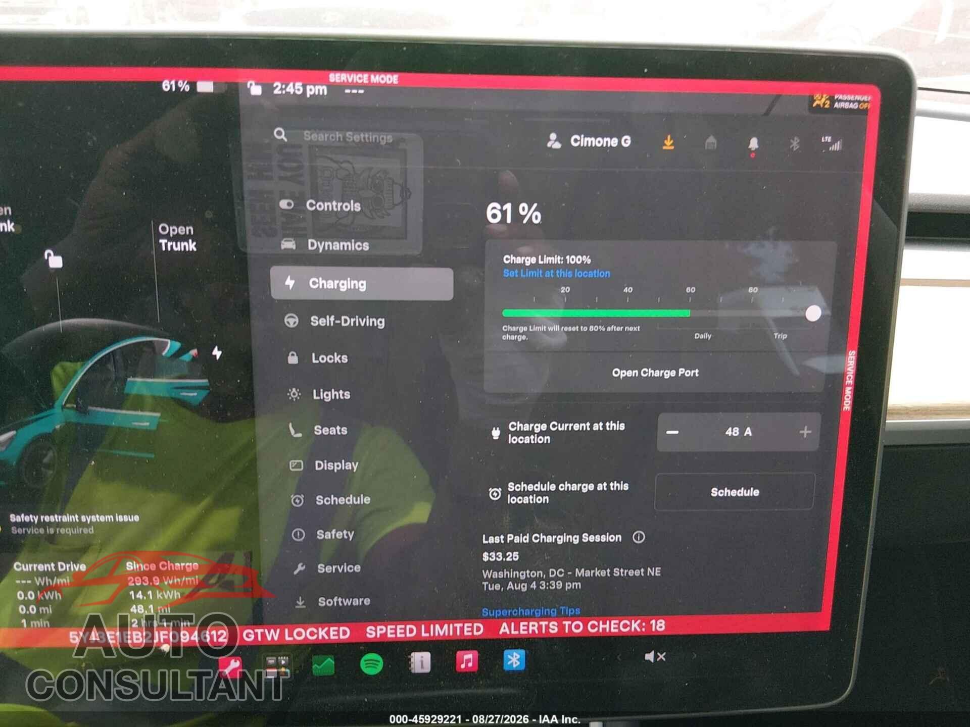 TESLA MODEL 3 2018 - 5YJ3E1EB2JF094612