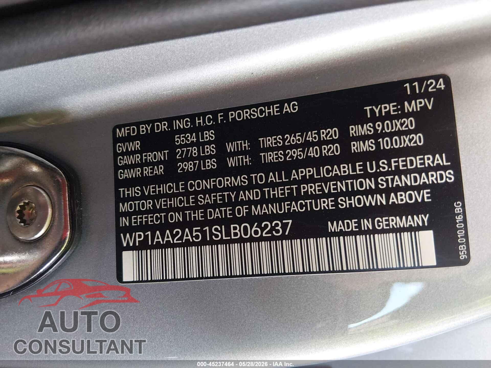 PORSCHE MACAN 2025 - WP1AA2A51SLB06237