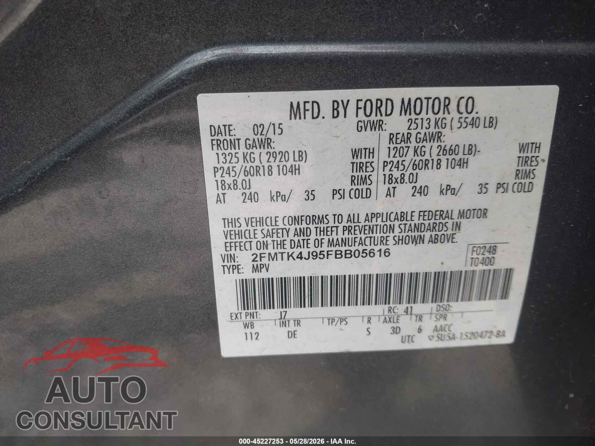 FORD EDGE 2015 - 2FMTK4J95FBB05616