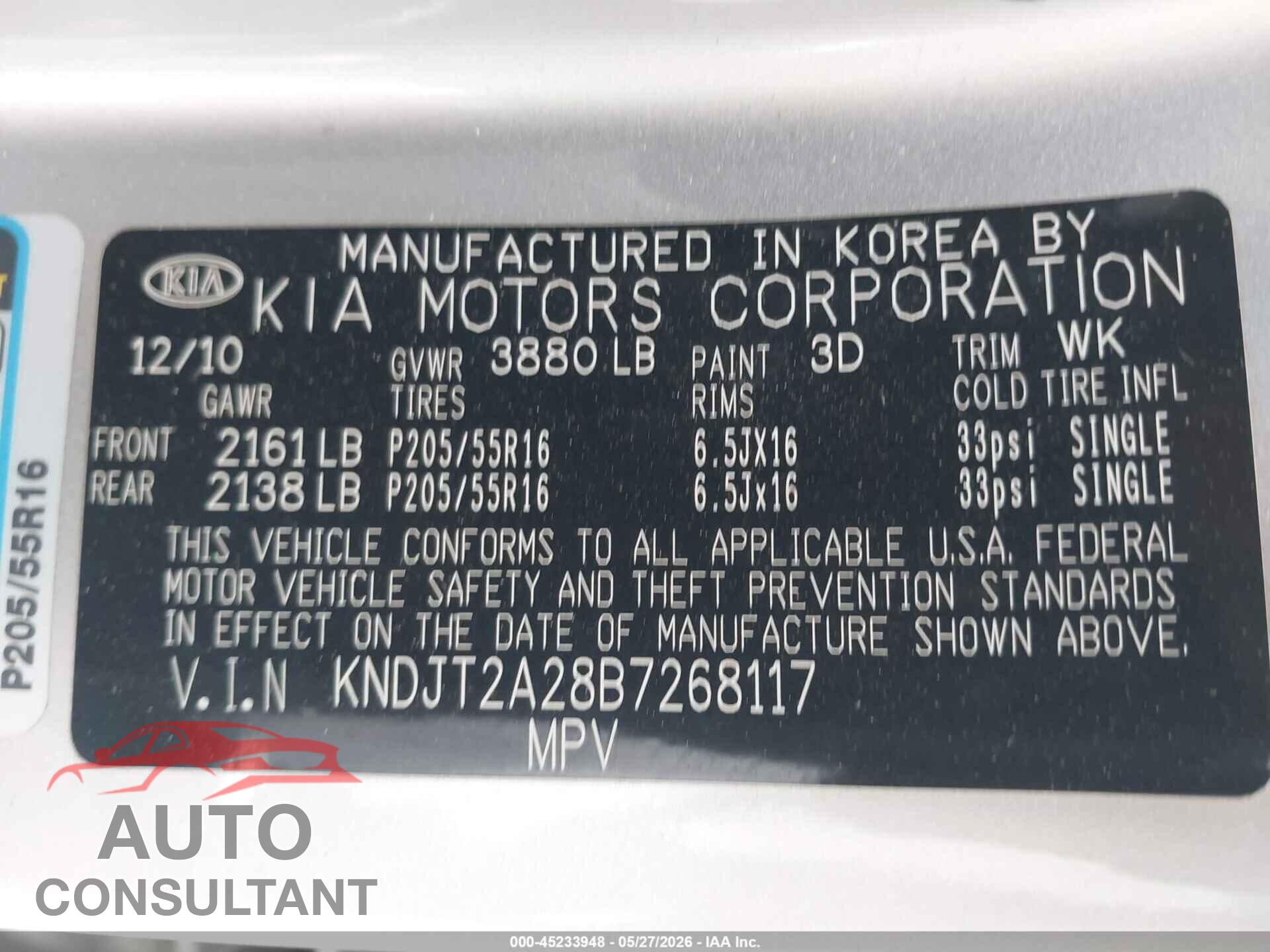 KIA SOUL 2011 - KNDJT2A28B7268117