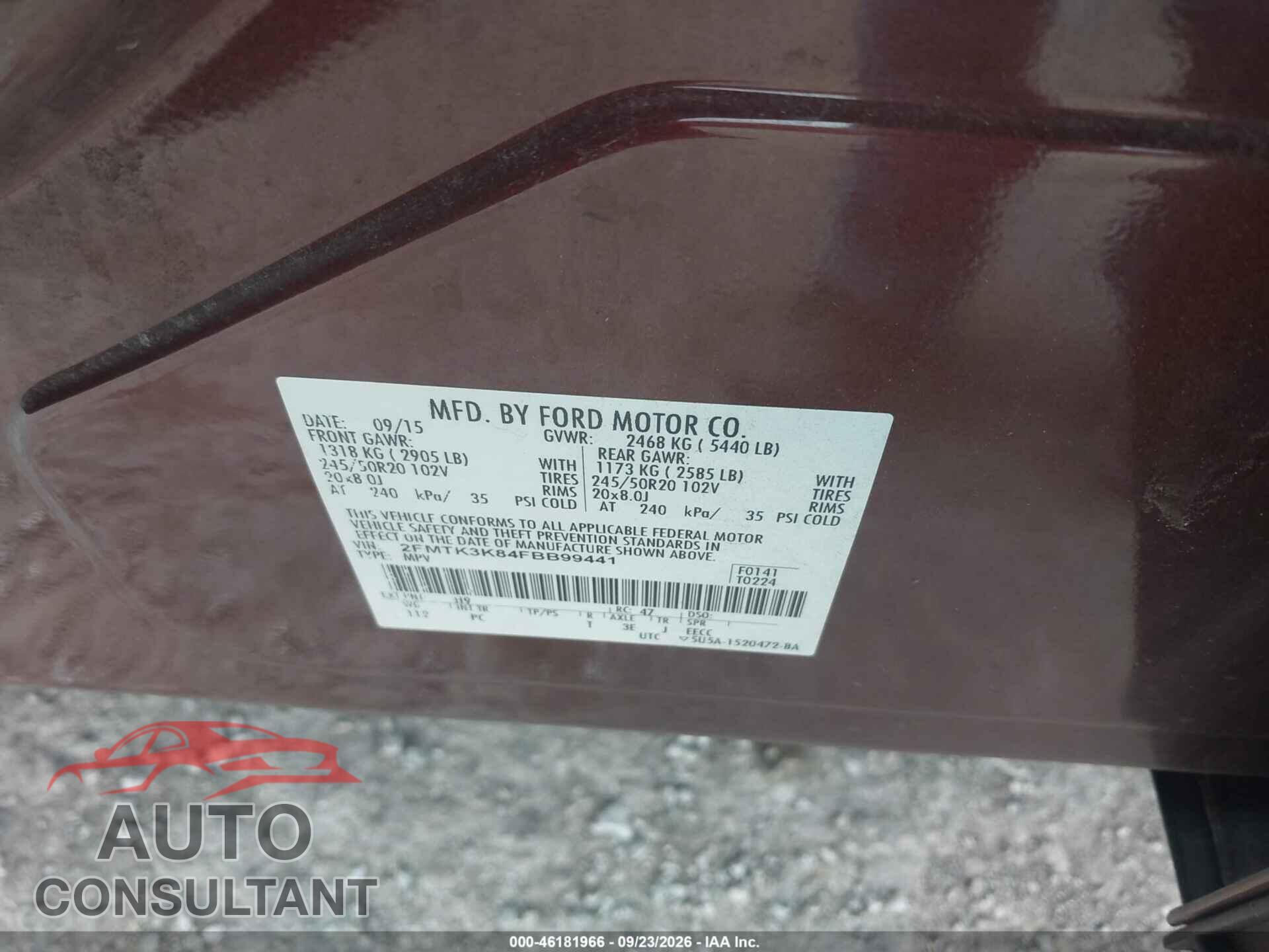 FORD EDGE 2015 - 2FMTK3K84FBB99441