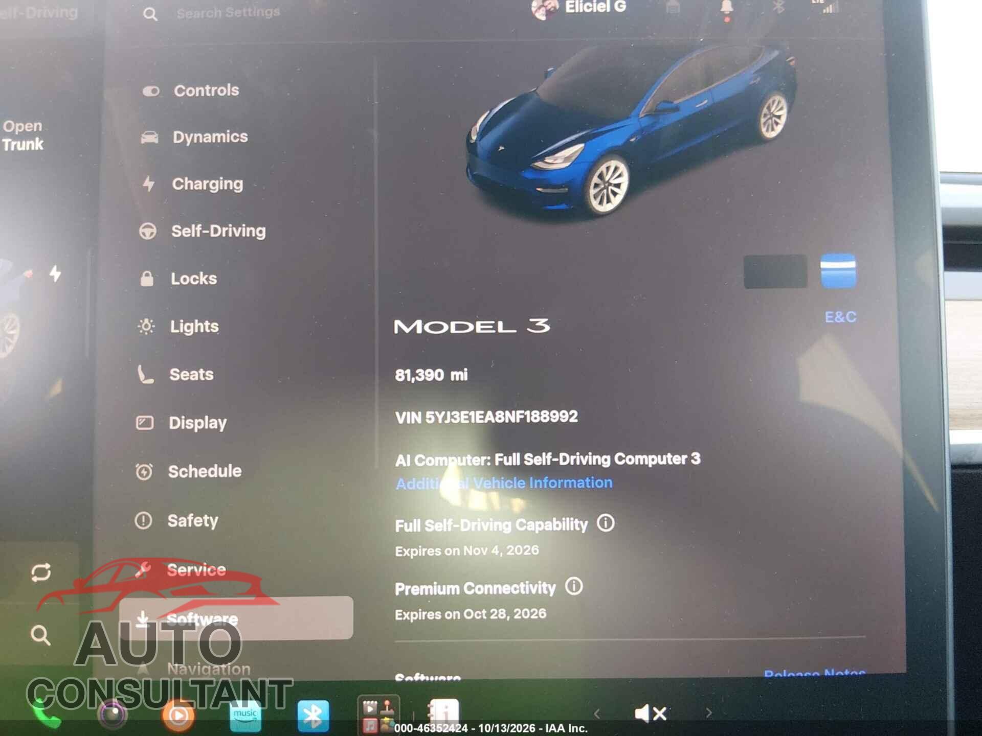 TESLA MODEL 3 2022 - 5YJ3E1EA8NF188992