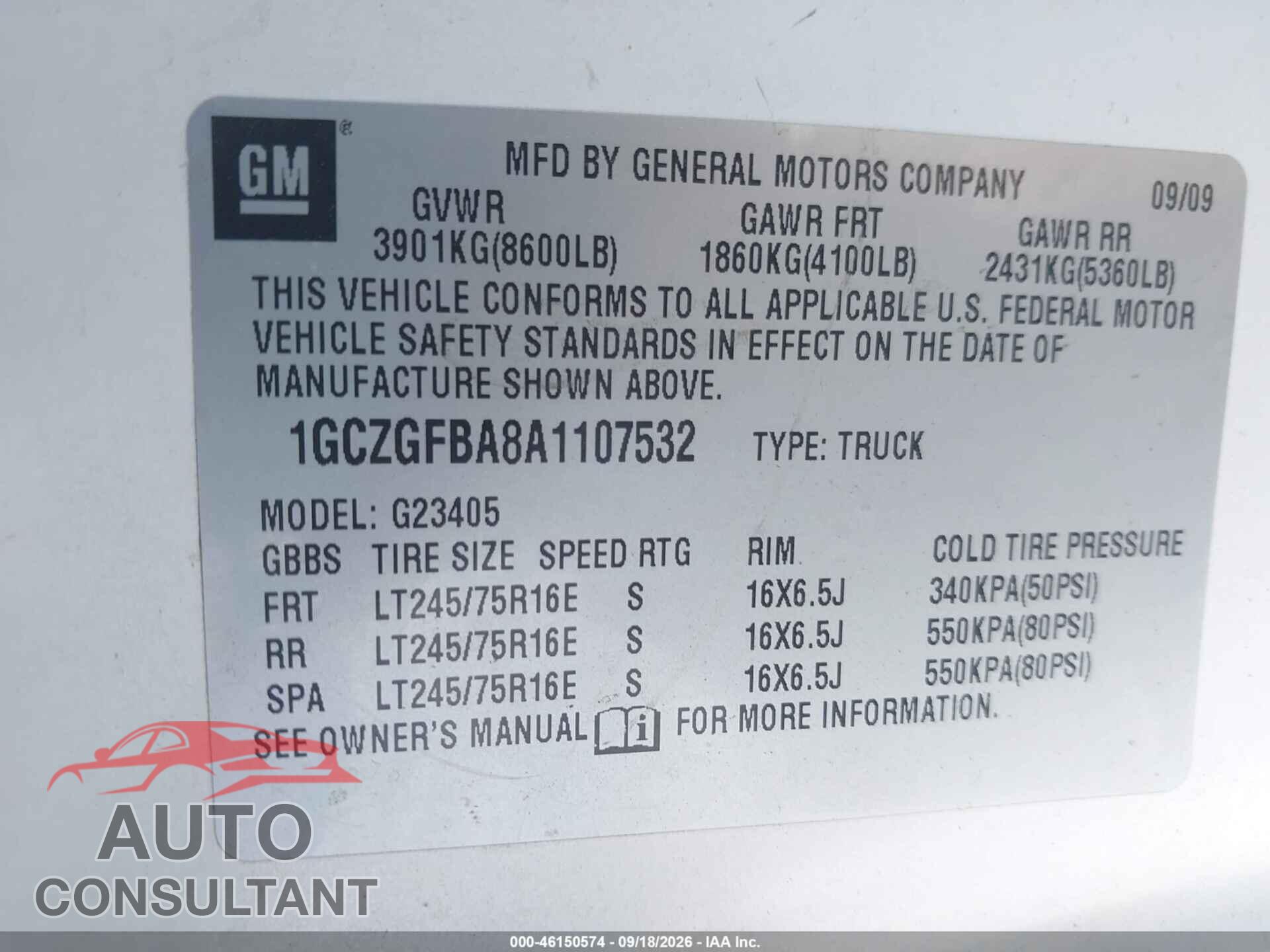 CHEVROLET EXPRESS 2500 2010 - 1GCZGFBA8A1107532