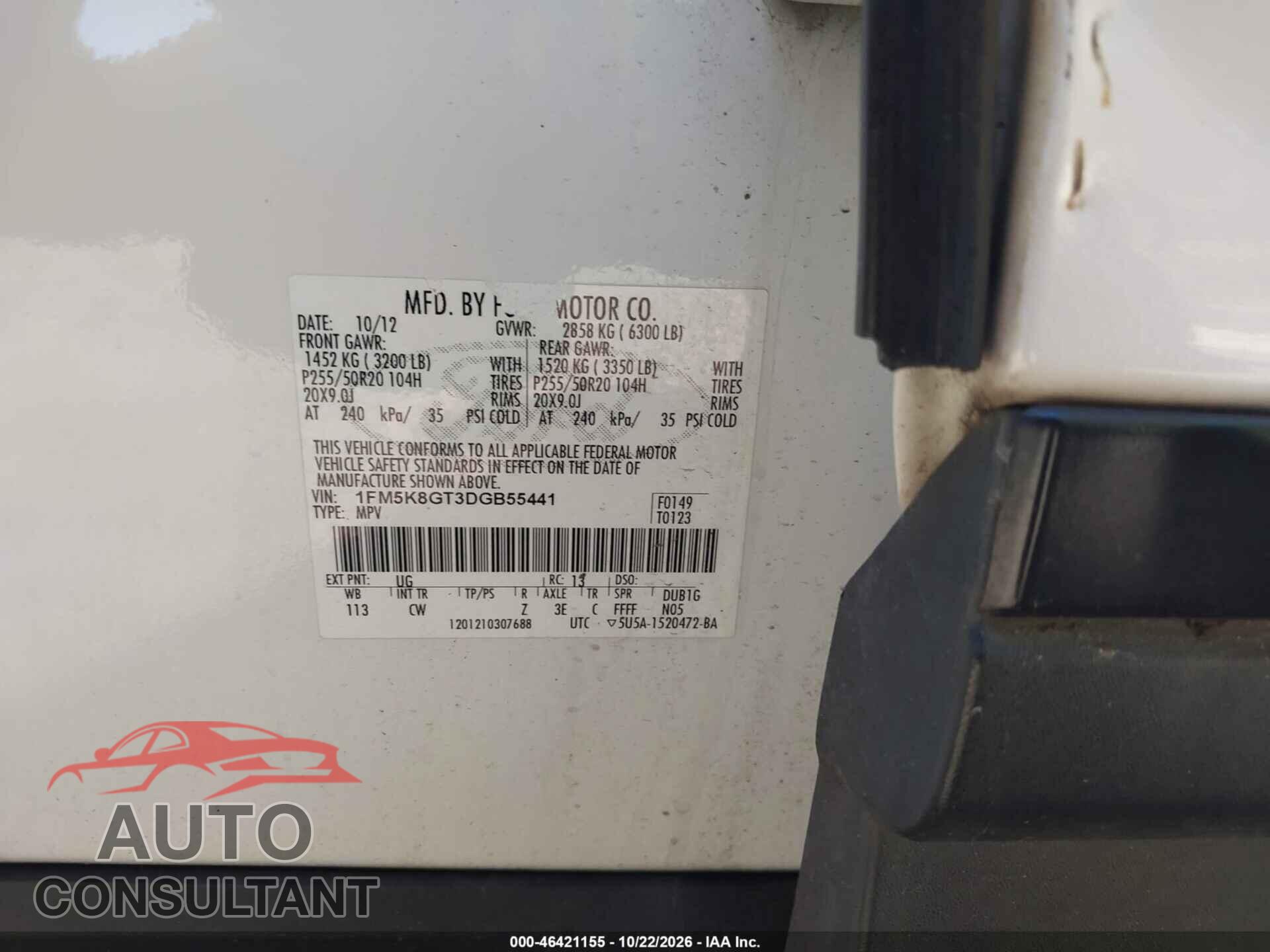 FORD EXPLORER 2013 - 1FM5K8GT3DGB55441