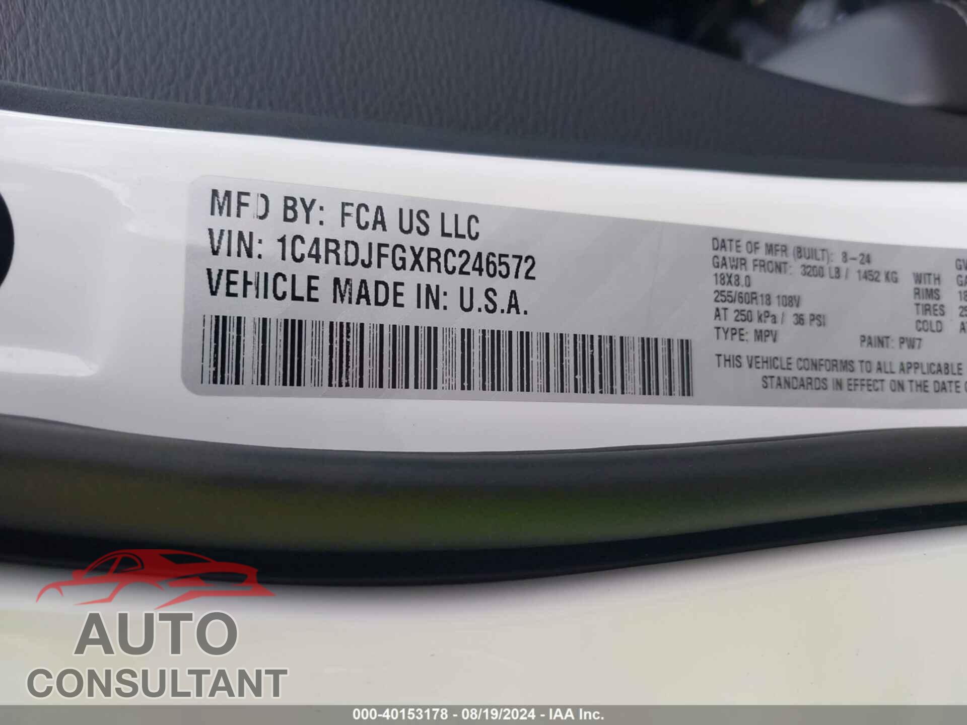 DODGE DURANGO 2024 - 1C4RDJFGXRC246572