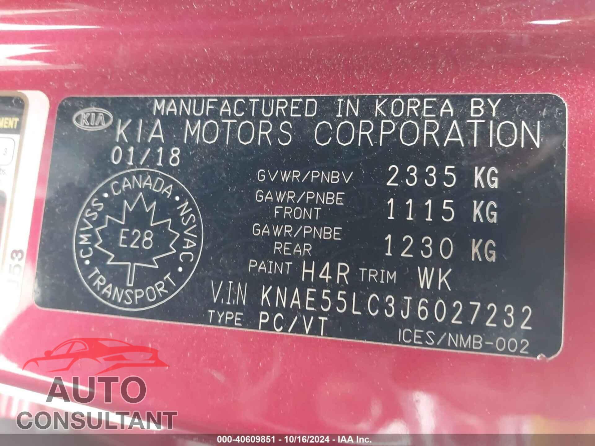 KIA STINGER 2018 - KNAE55LC3J6027232