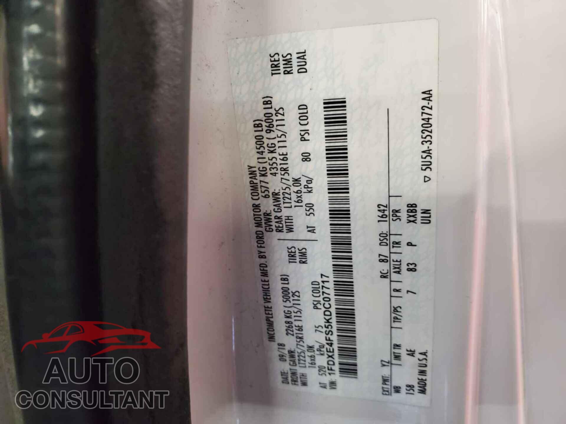 FORD ECONOLINE 2019 - 1FDXE4FS5KDC07717