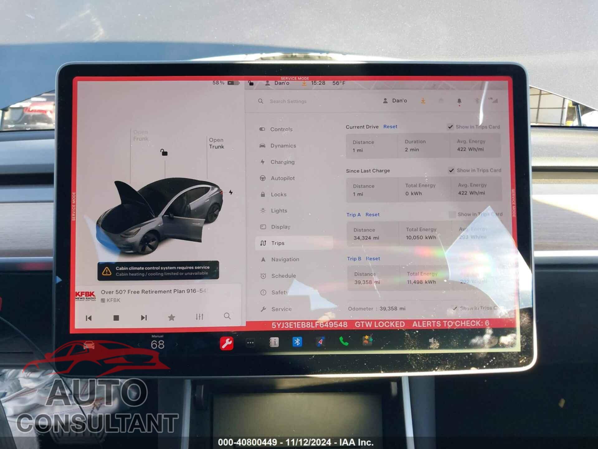 TESLA MODEL 3 2020 - 5YJ3E1EB8LF649548
