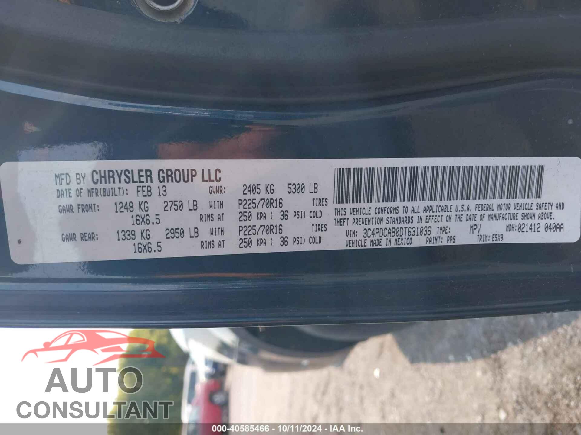 DODGE JOURNEY 2013 - 3C4PDCAB0DT631036