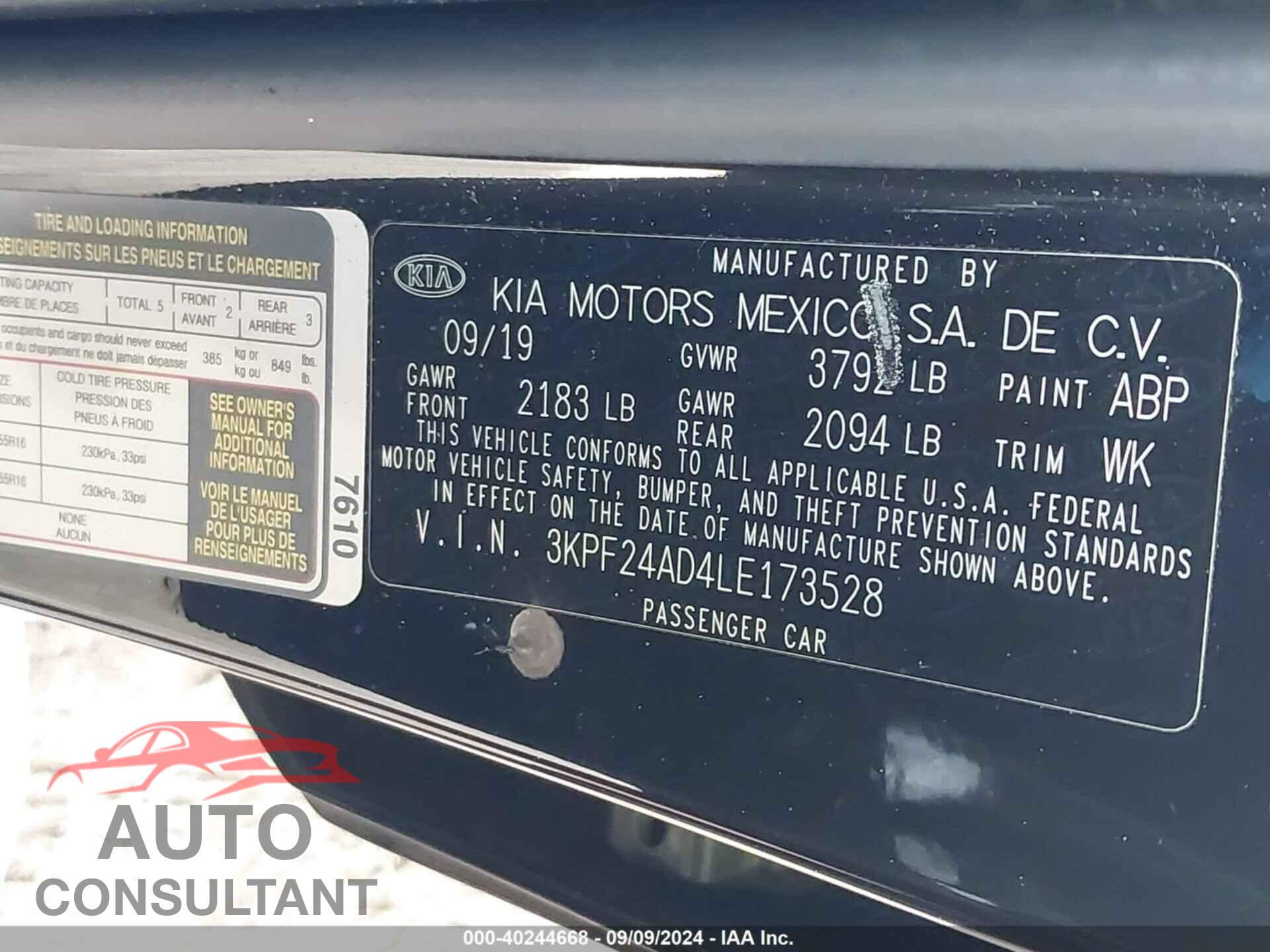 KIA FORTE 2020 - 3KPF24AD4LE173528