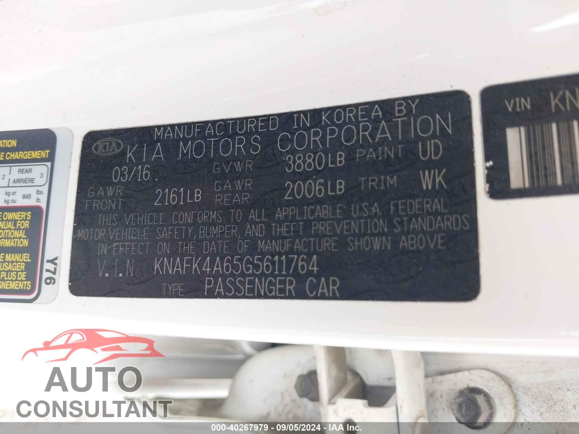 KIA FORTE 2016 - KNAFK4A65G5611764