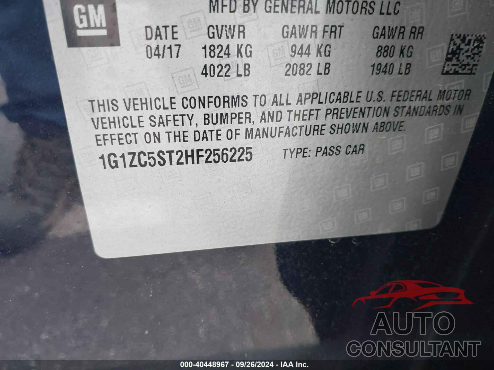 CHEVROLET MALIBU 2017 - 1G1ZC5ST2HF256225