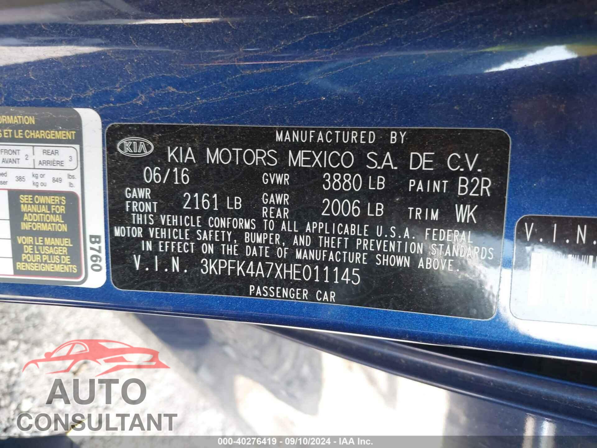 KIA FORTE 2017 - 3KPFK4A7XHE011145