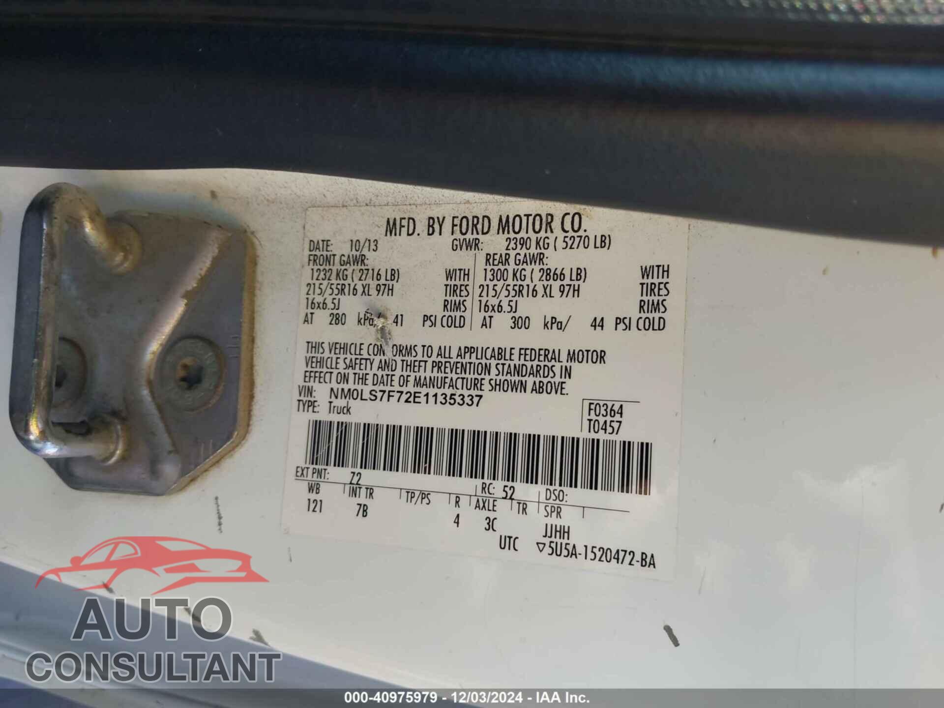 FORD TRANSIT CONNECT 2014 - NM0LS7F72E1135337