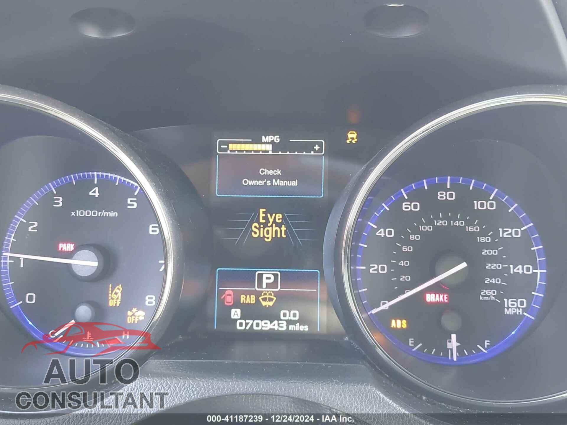 SUBARU OUTBACK 2019 - 4S4BSETC2K3320794
