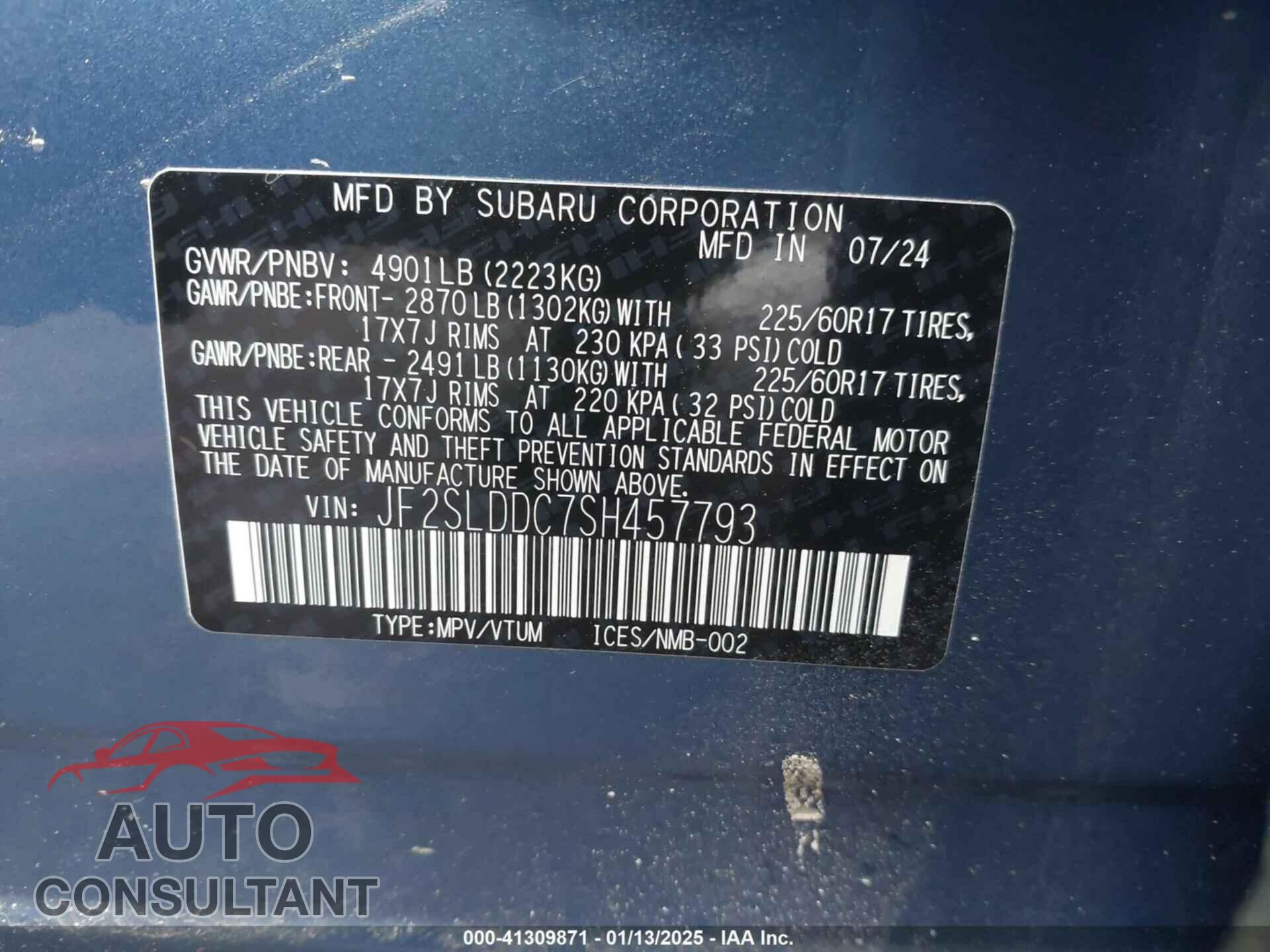 SUBARU FORESTER 2025 - JF2SLDDC7SH457793