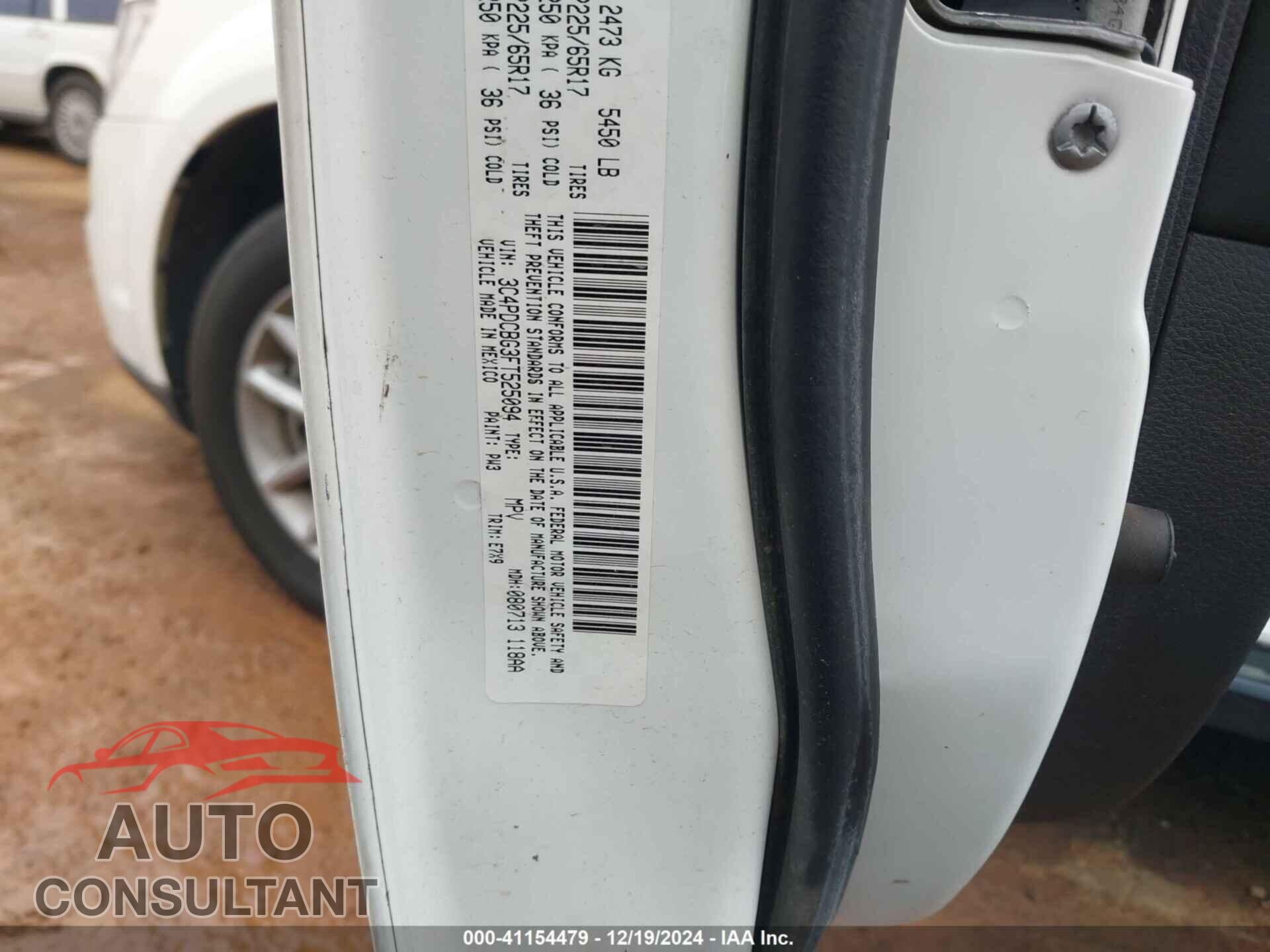 DODGE JOURNEY 2015 - 3C4PDCBG3FT525094