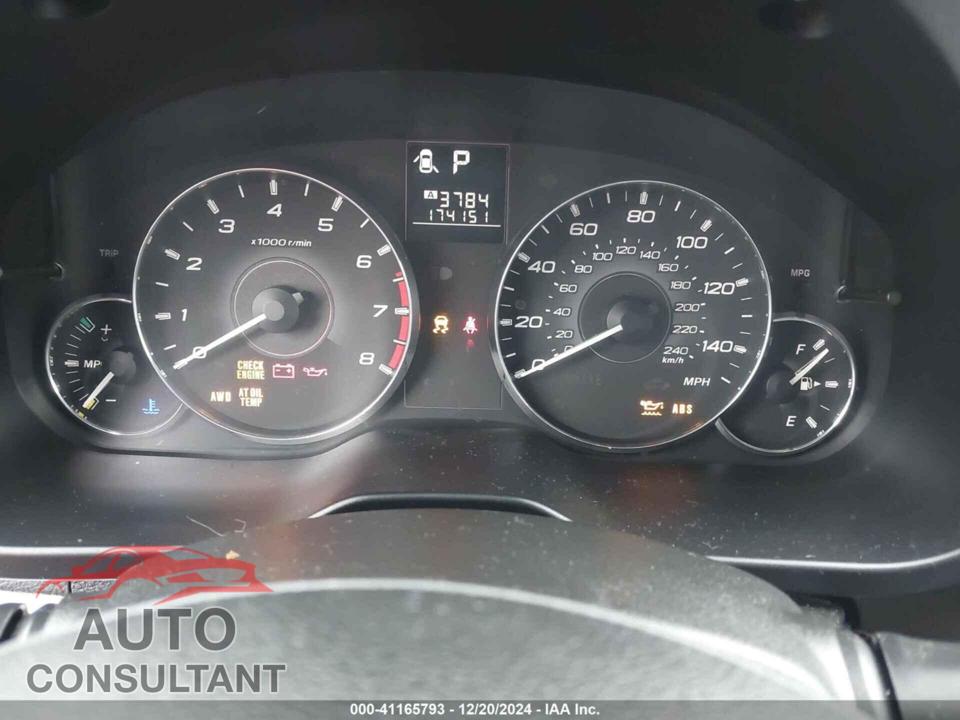 SUBARU OUTBACK 2012 - 4S4BRBCCXC3280380