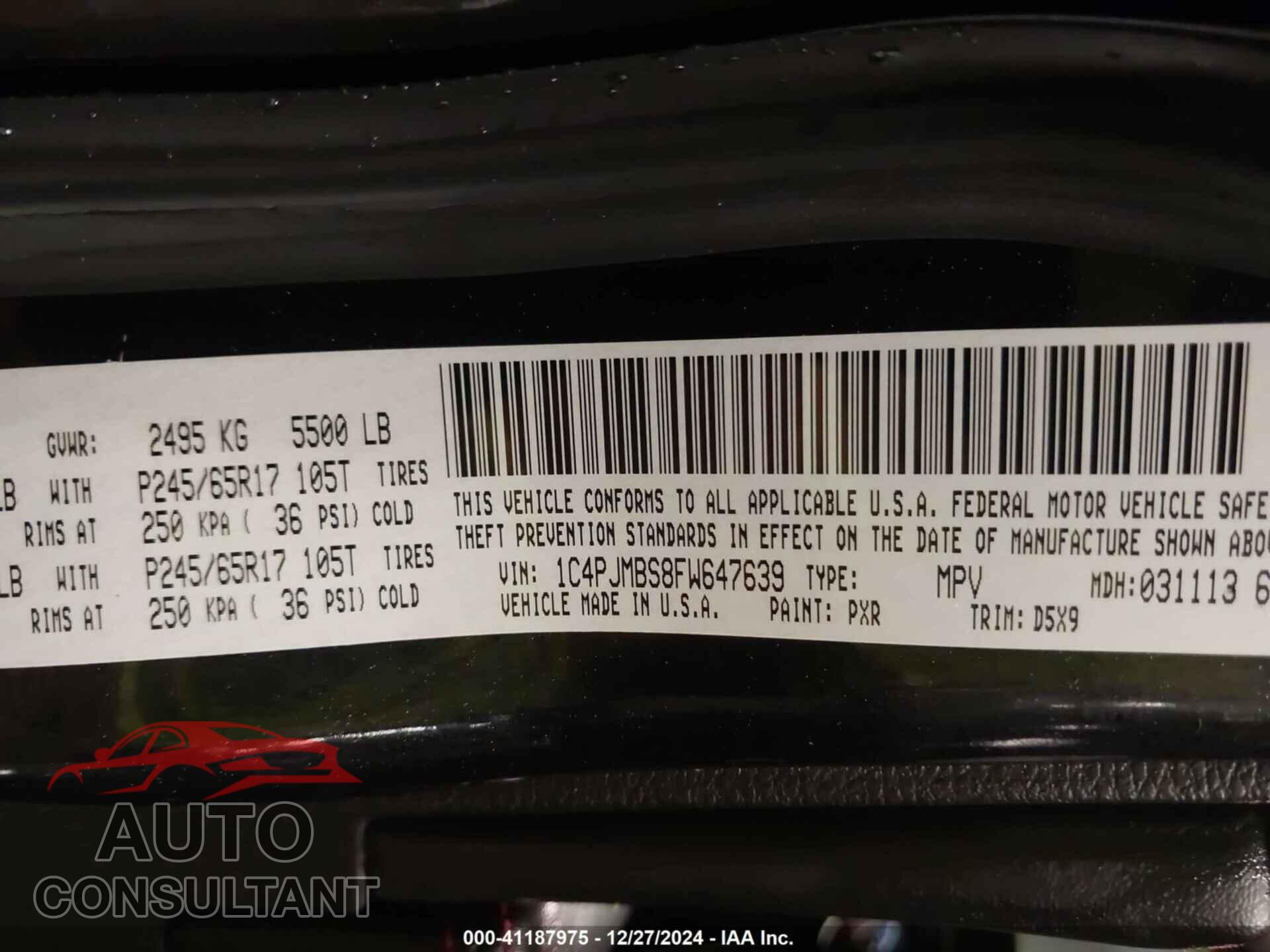 JEEP CHEROKEE 2015 - 1C4PJMBS8FW647639