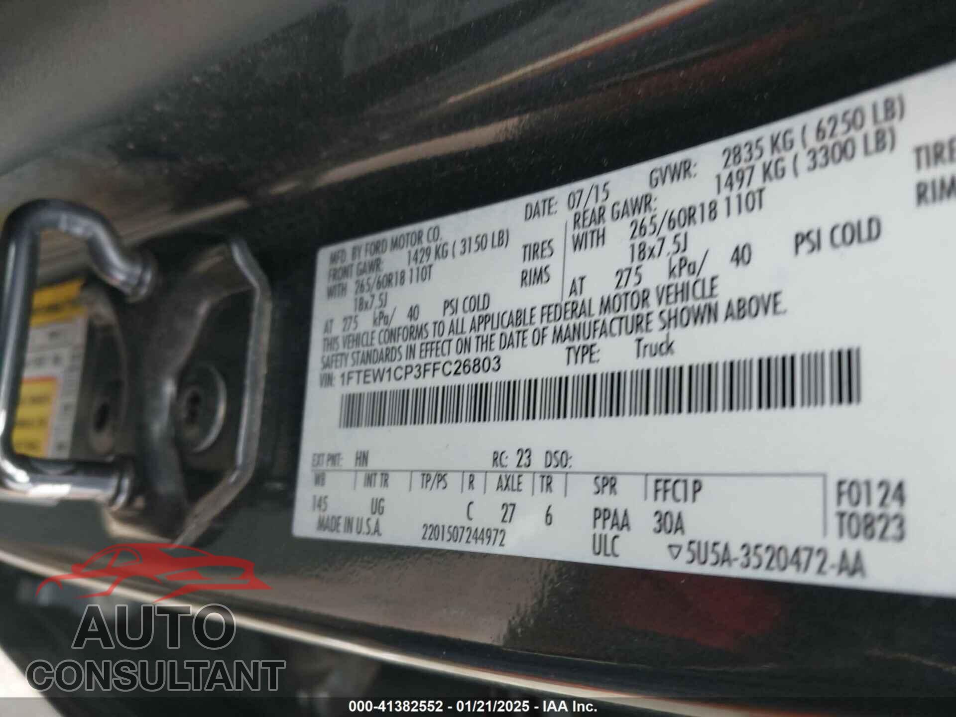 FORD F-150 2015 - 1FTEW1CP3FFC26803