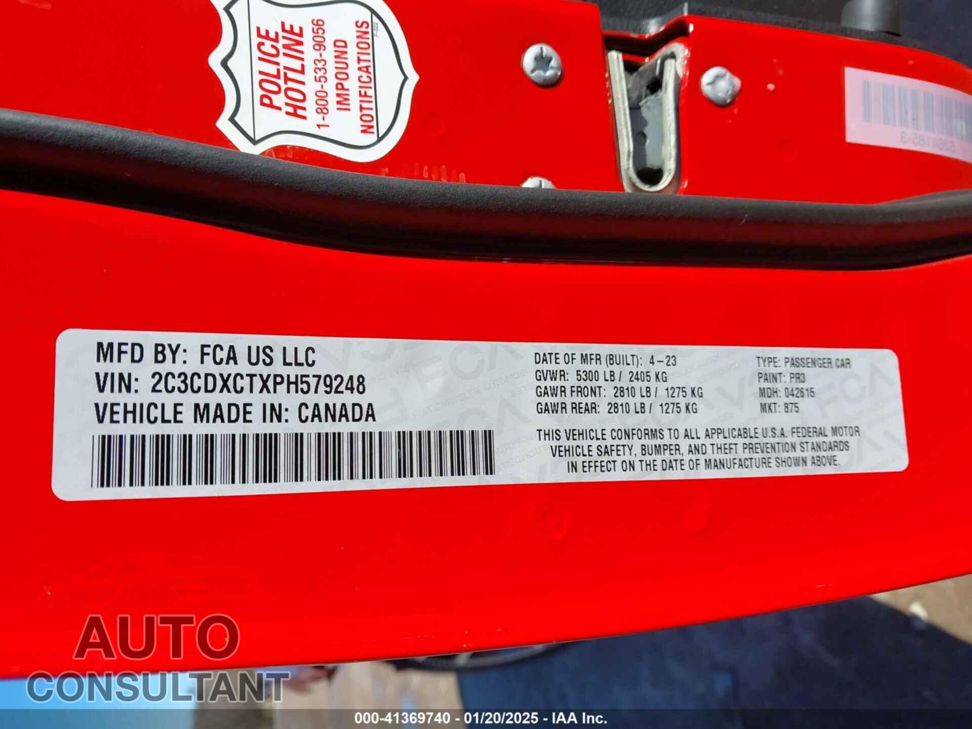 DODGE CHARGER 2023 - 2C3CDXCTXPH579248