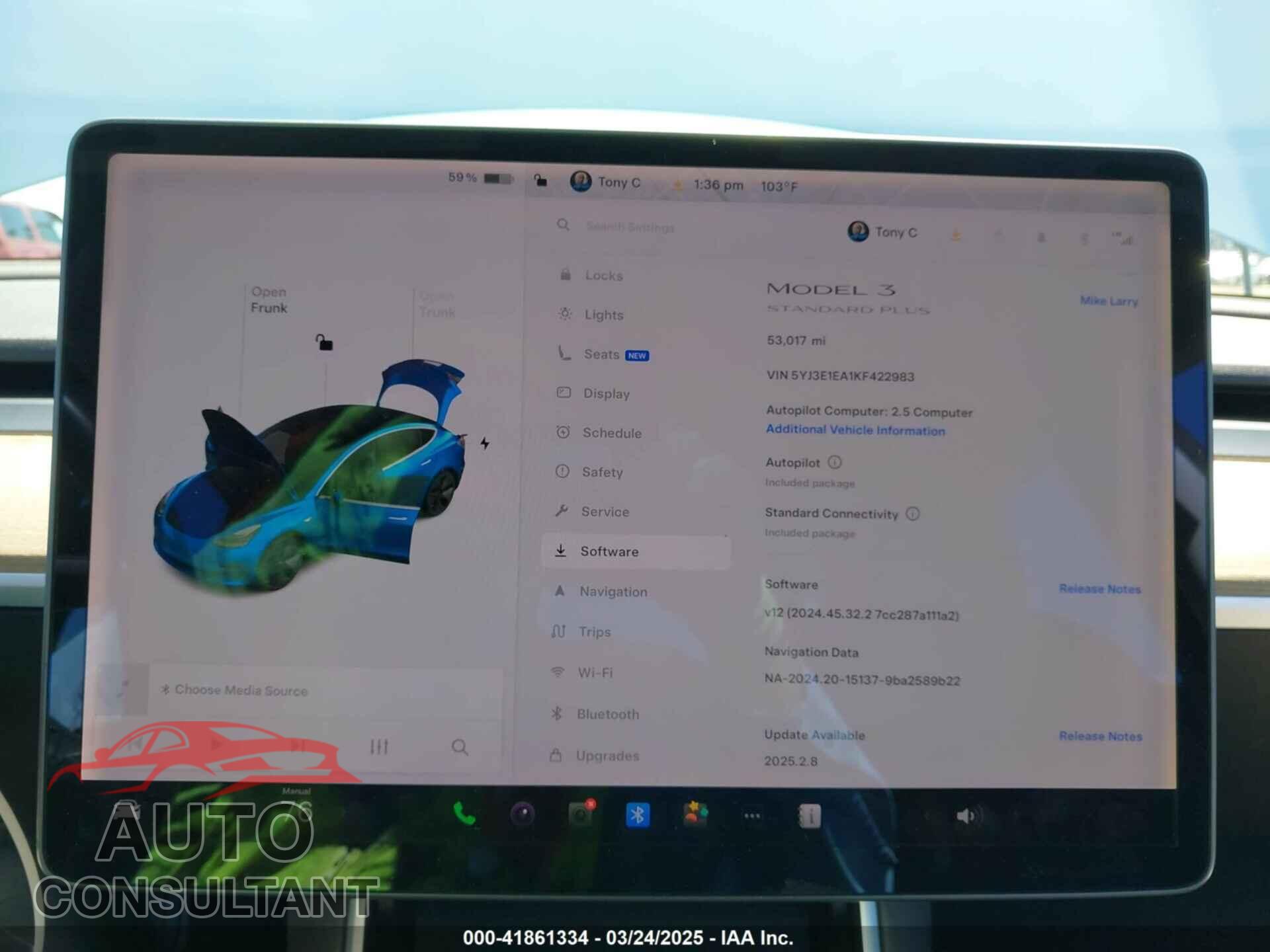 TESLA MODEL 3 2019 - 5YJ3E1EA1KF422983