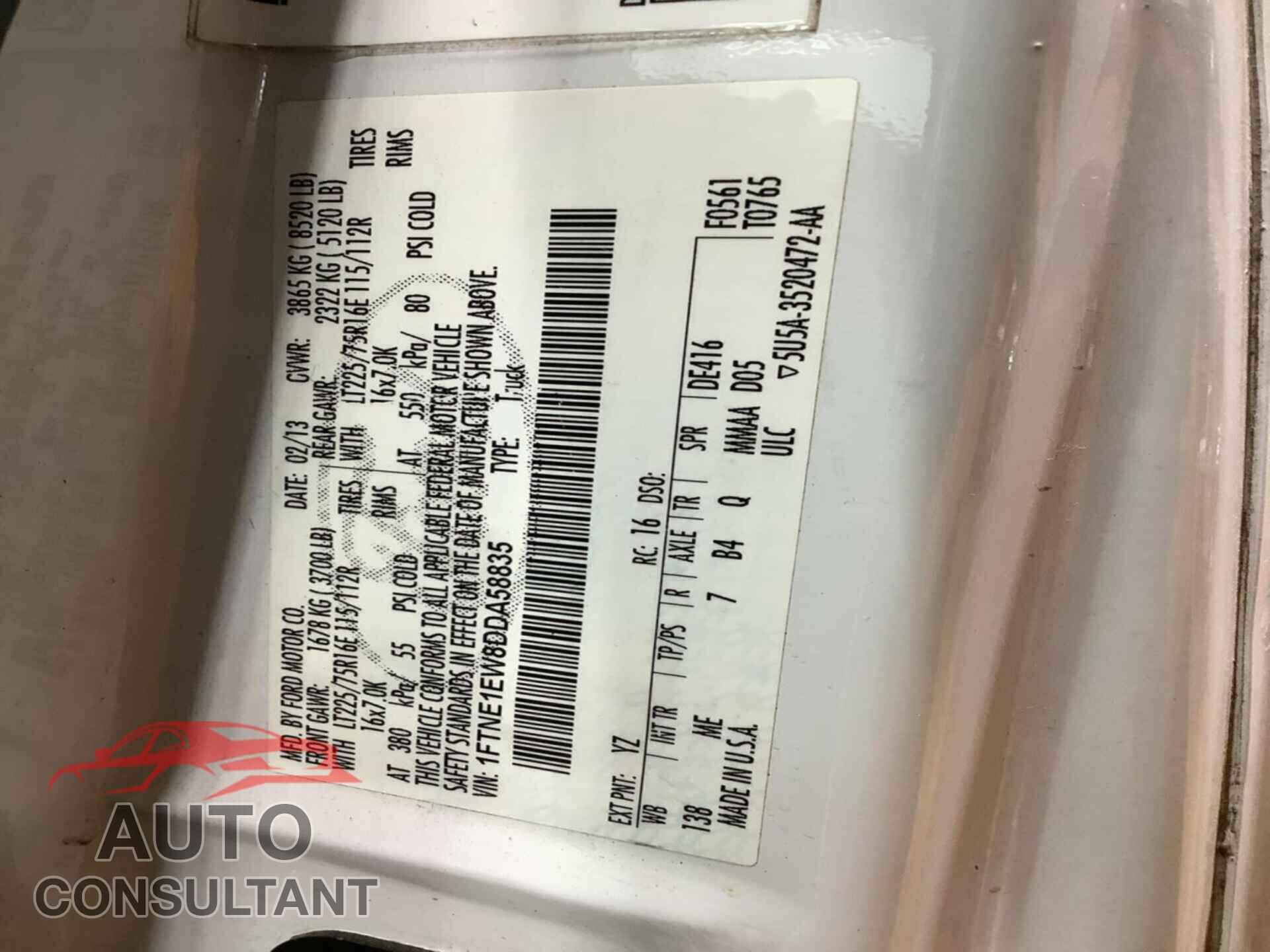 FORD E-150 2013 - 1FTNE1EW8DDA58835