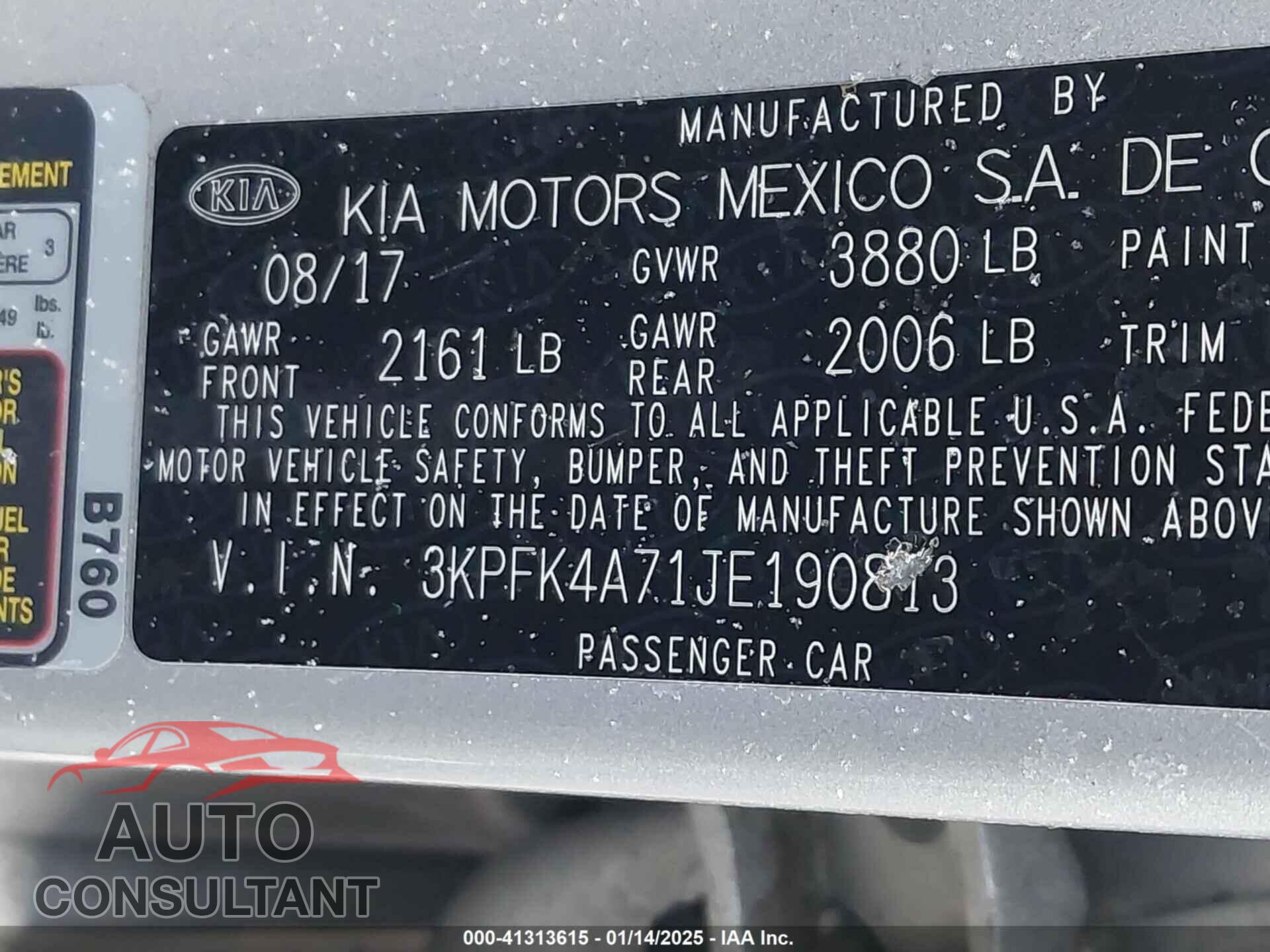 KIA FORTE 2018 - 3KPFK4A71JE190813