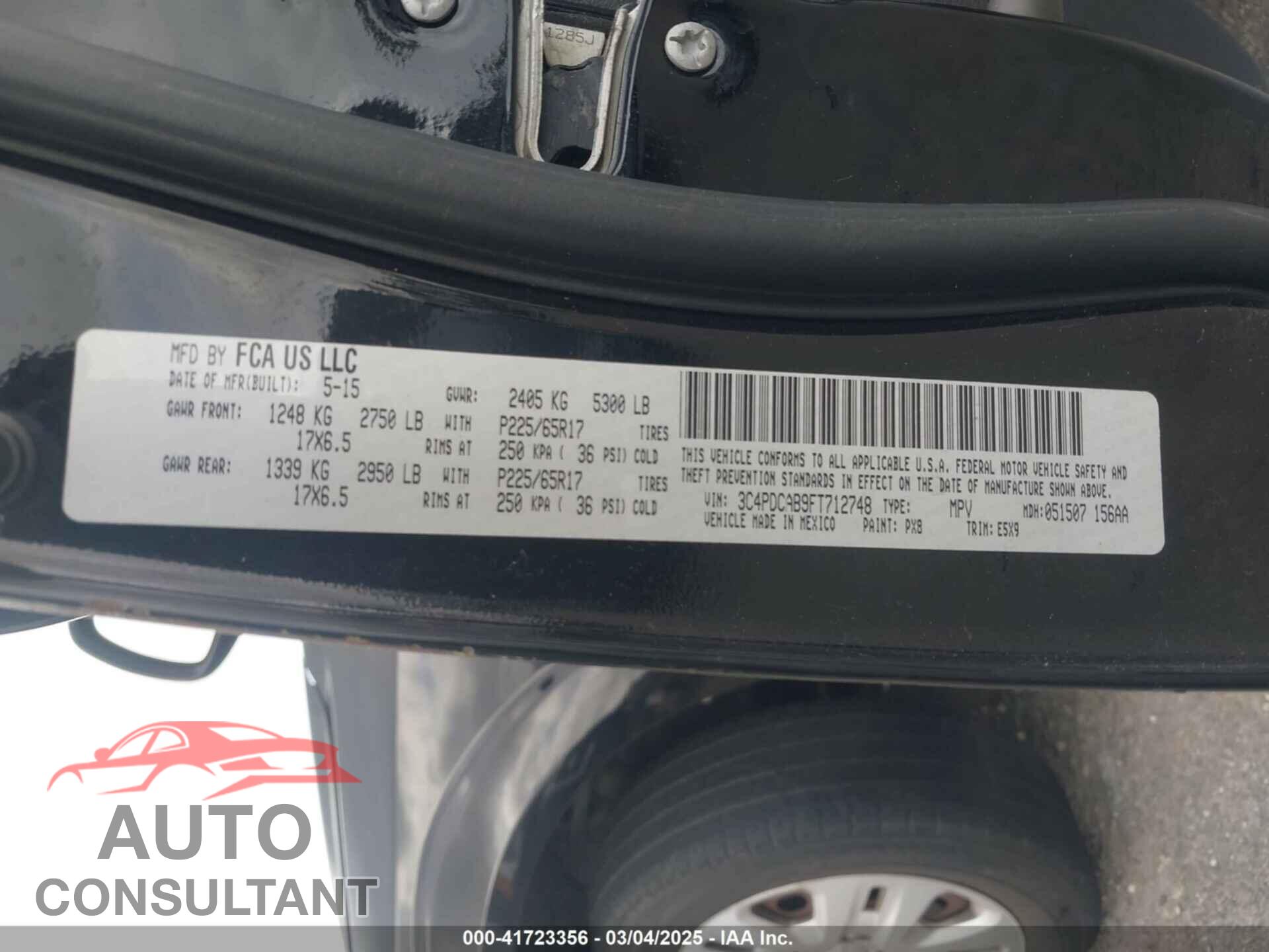 DODGE JOURNEY 2015 - 3C4PDCAB9FT712748