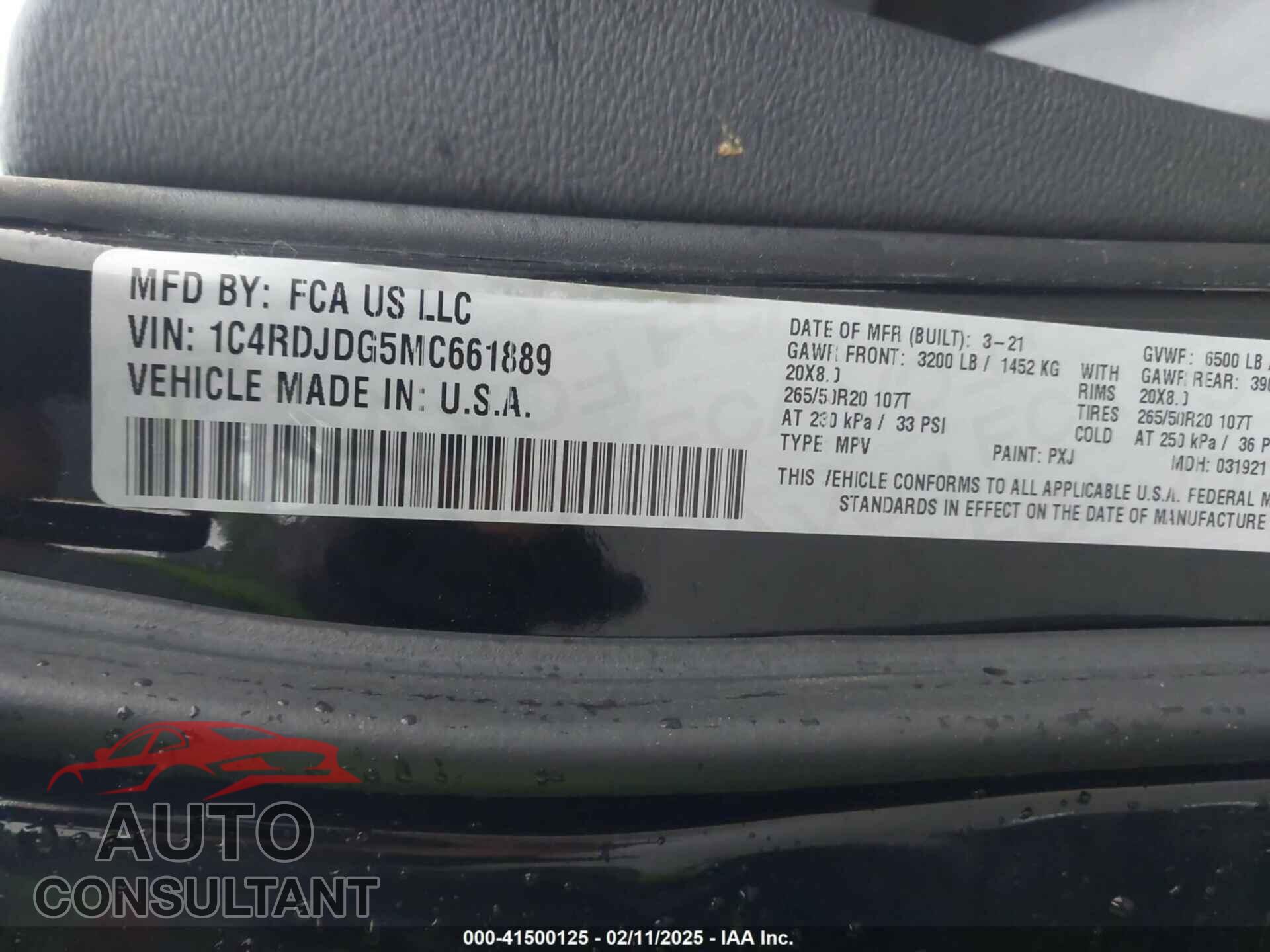 DODGE DURANGO 2021 - 1C4RDJDG5MC661889
